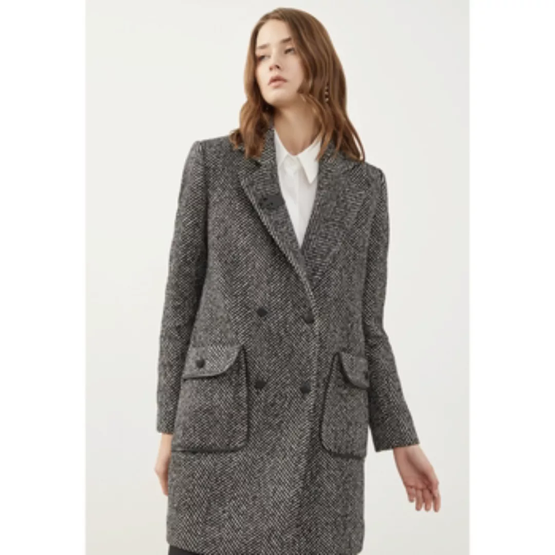 Just Like You  Damenmantel Anthracite Herringbone-Pattern Coat günstig online kaufen