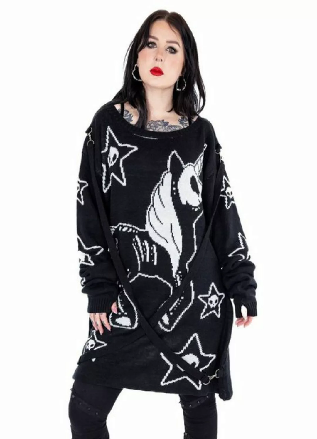 Cupcake Cult Longpullover Dead Inside Skelett Strickpullover Zombie Einhorn günstig online kaufen