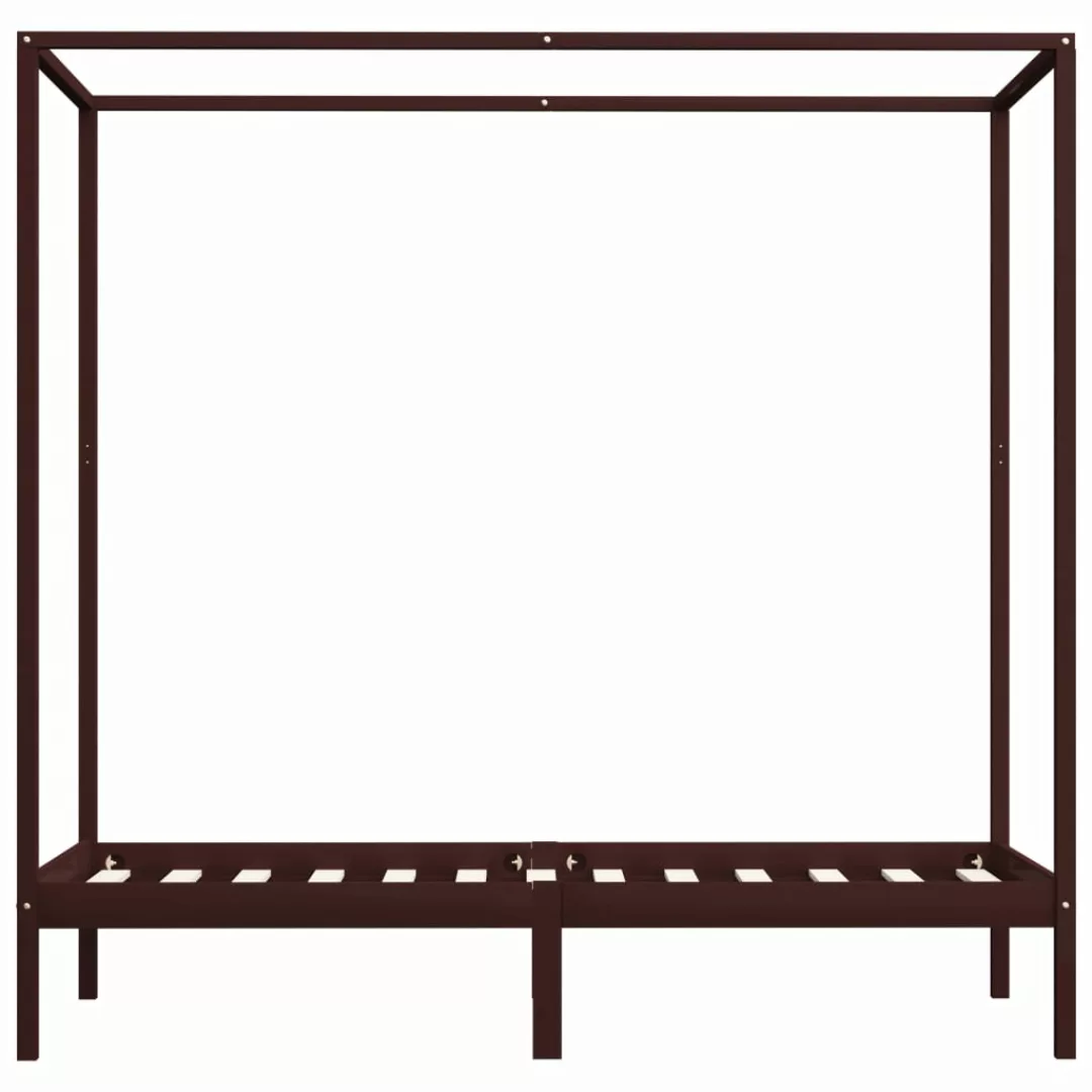 Himmelbett-gestell Dunkelbraun Massivholz Kiefer 100 X 200 Cm günstig online kaufen