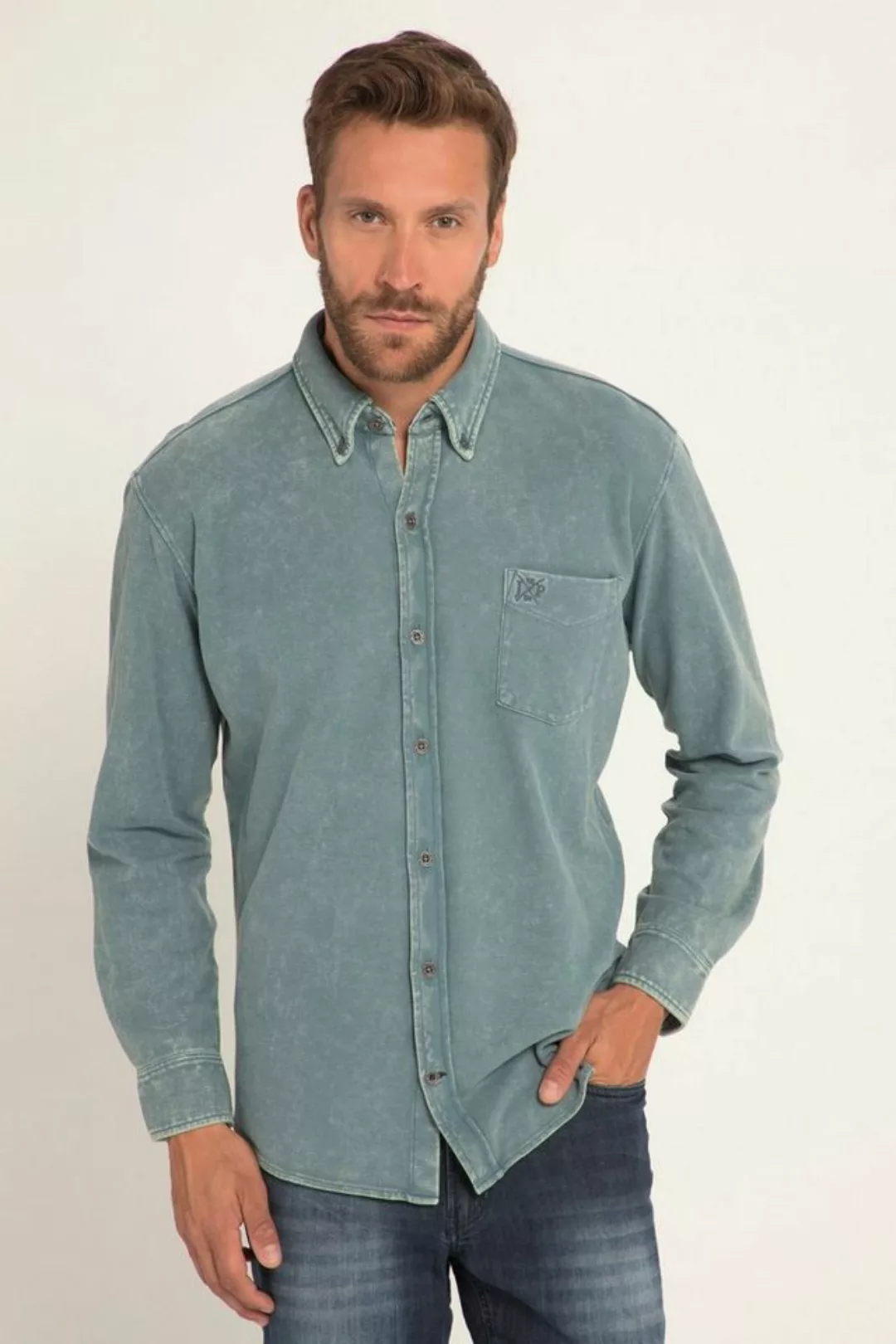 JP1880 Businesshemd Piqué-Hemd Langarm acid washed Kentkragen bis 8 XL günstig online kaufen