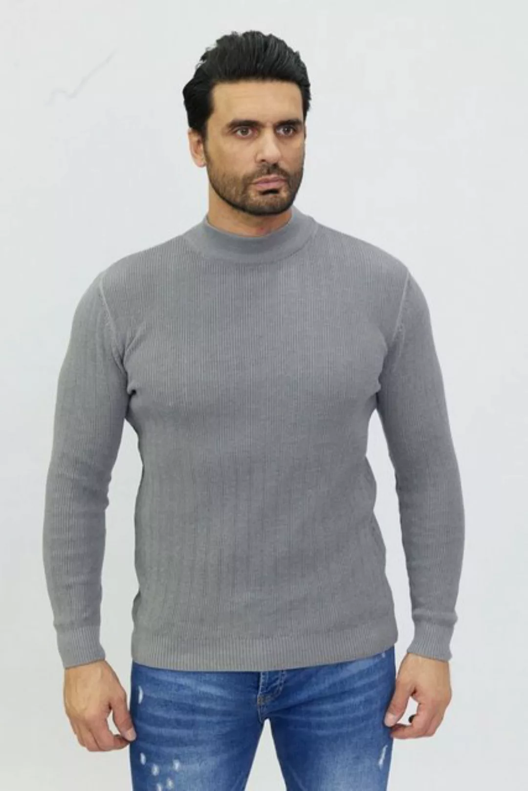 Denim Distriqt Strickpullover Stehkragen Pullover in feinem Muster günstig online kaufen