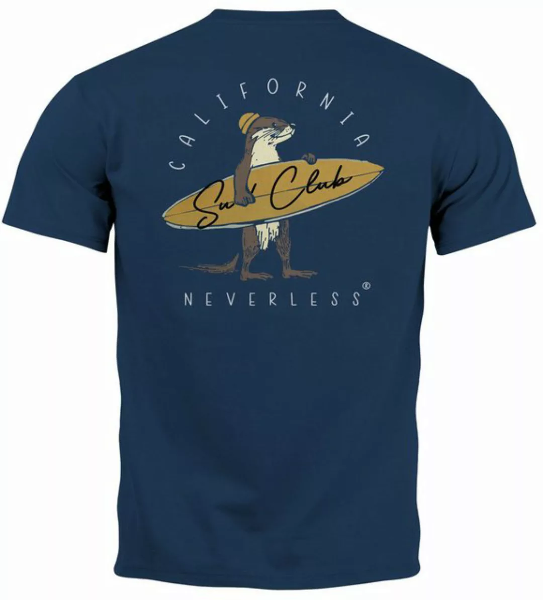 Neverless Print-Shirt Herren T-Shirt Backprint California Surfing Otter mit günstig online kaufen