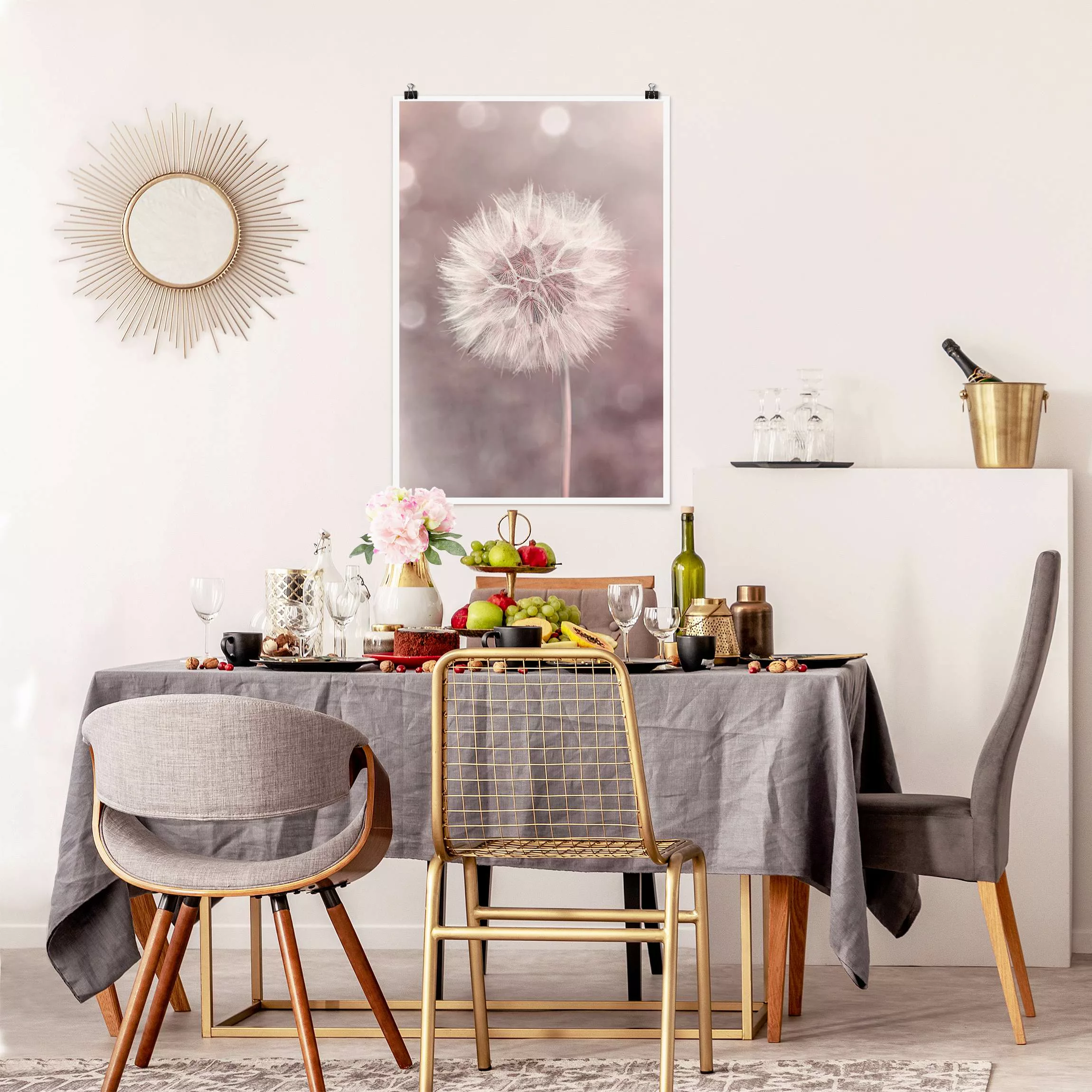 Poster Pusteblume Bokeh rosa günstig online kaufen