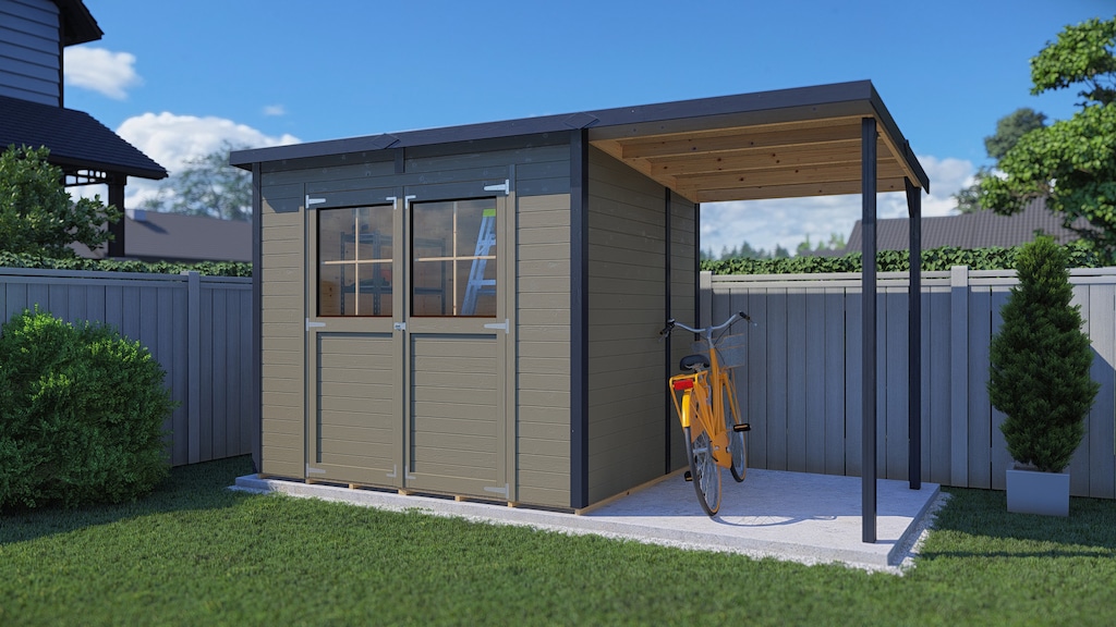 BERTILO Gartenhaus "Einfach 3 Plus beigegrau" günstig online kaufen