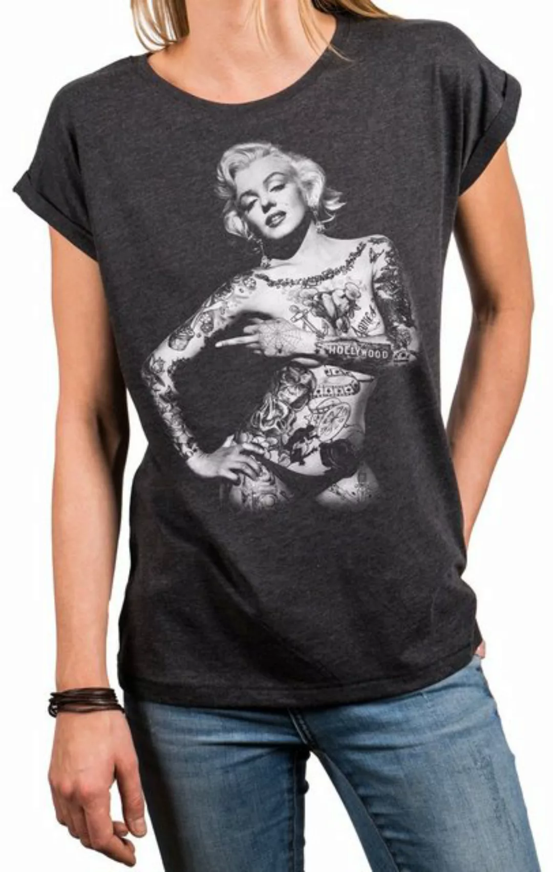 MAKAYA Print-Shirt Damen Lässig Sommer Top Aufdruck Tattoo Vintage Rock Mot günstig online kaufen