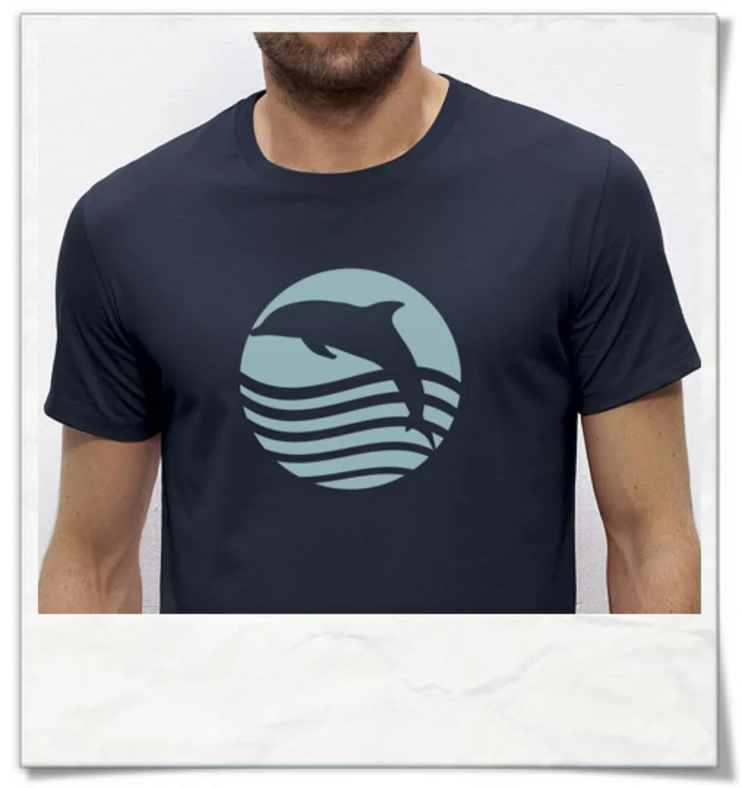 T-shirt Delfin, Sonnenuntergang Mit Delphin In Dunkelblau / Navy Blau günstig online kaufen