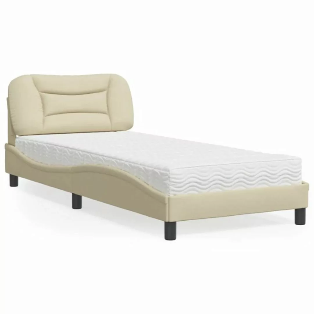 vidaXL Bett Bett mit Matratze Creme 90x190 cm Stoff günstig online kaufen