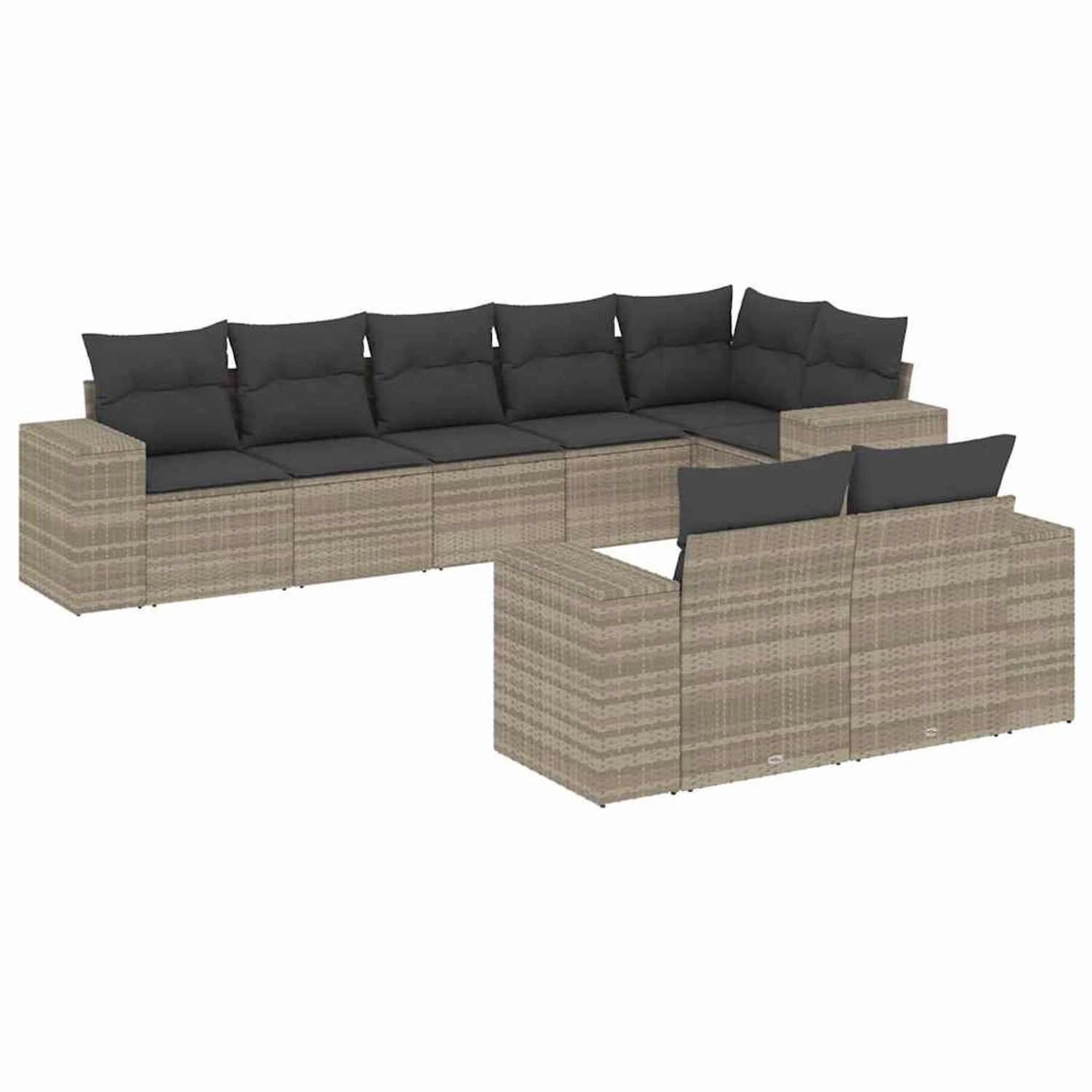 vidaXL 8-Tlg Garten-Sofagarnitur mit Kissen Hellgrau Poly Rattan 3255159 günstig online kaufen