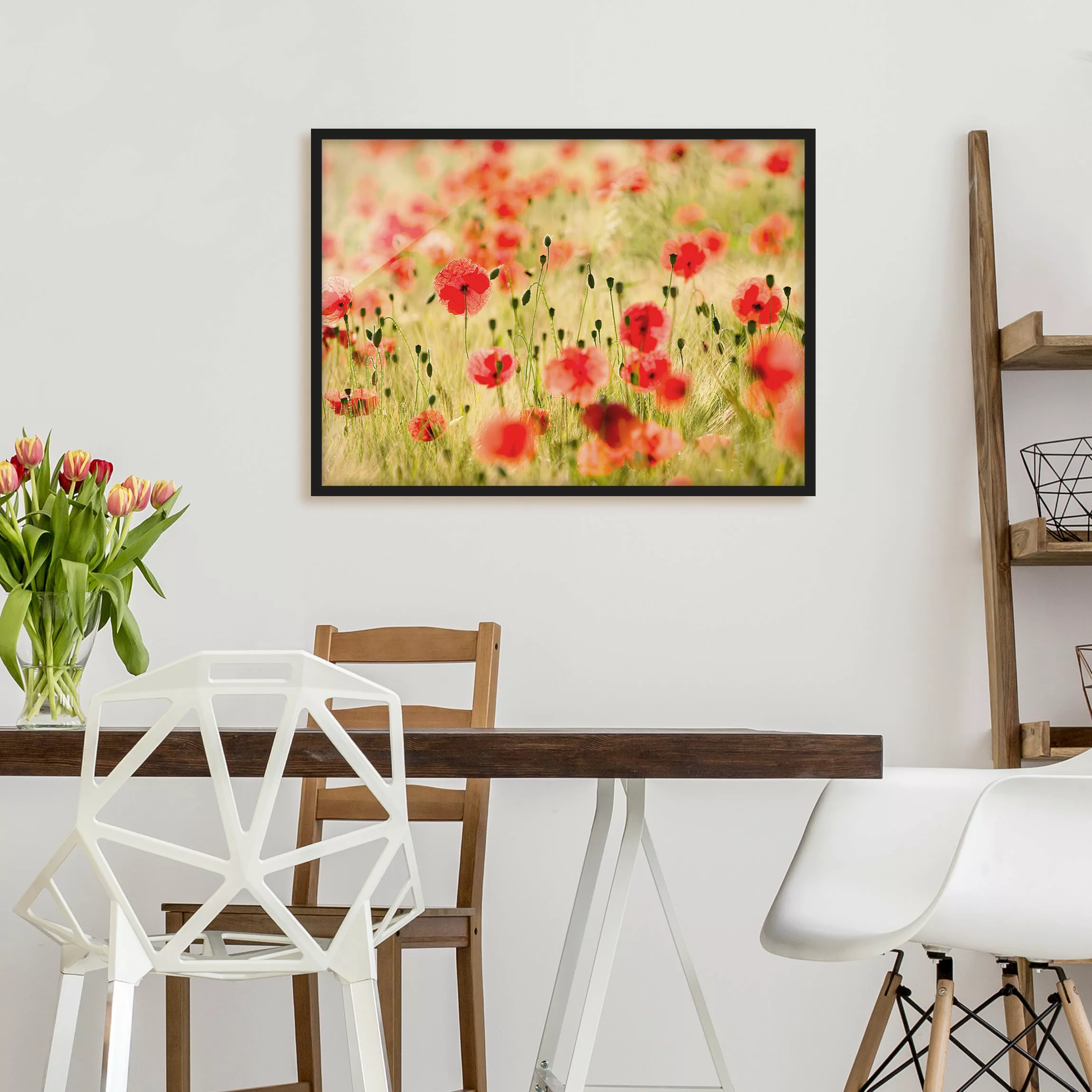 Bild mit Rahmen Blumen - Querformat Summer Poppies günstig online kaufen