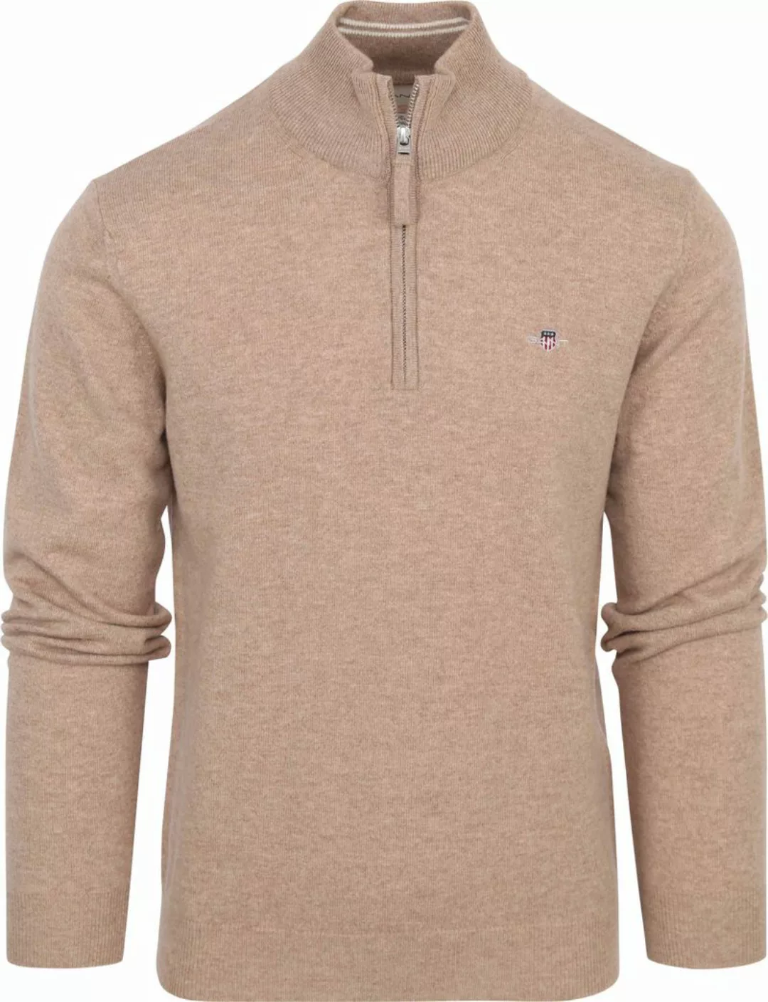 Gant Halfzip-Wollpullover Logo Beige - Größe XL günstig online kaufen