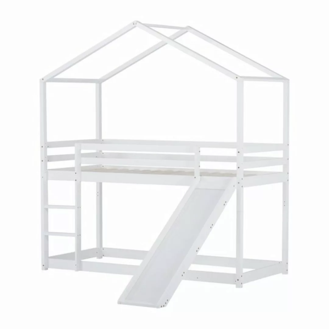 Gotagee Kinderbett Etagenbett Holz 90x200cm mit Rutsche Hausbett Massivholz günstig online kaufen