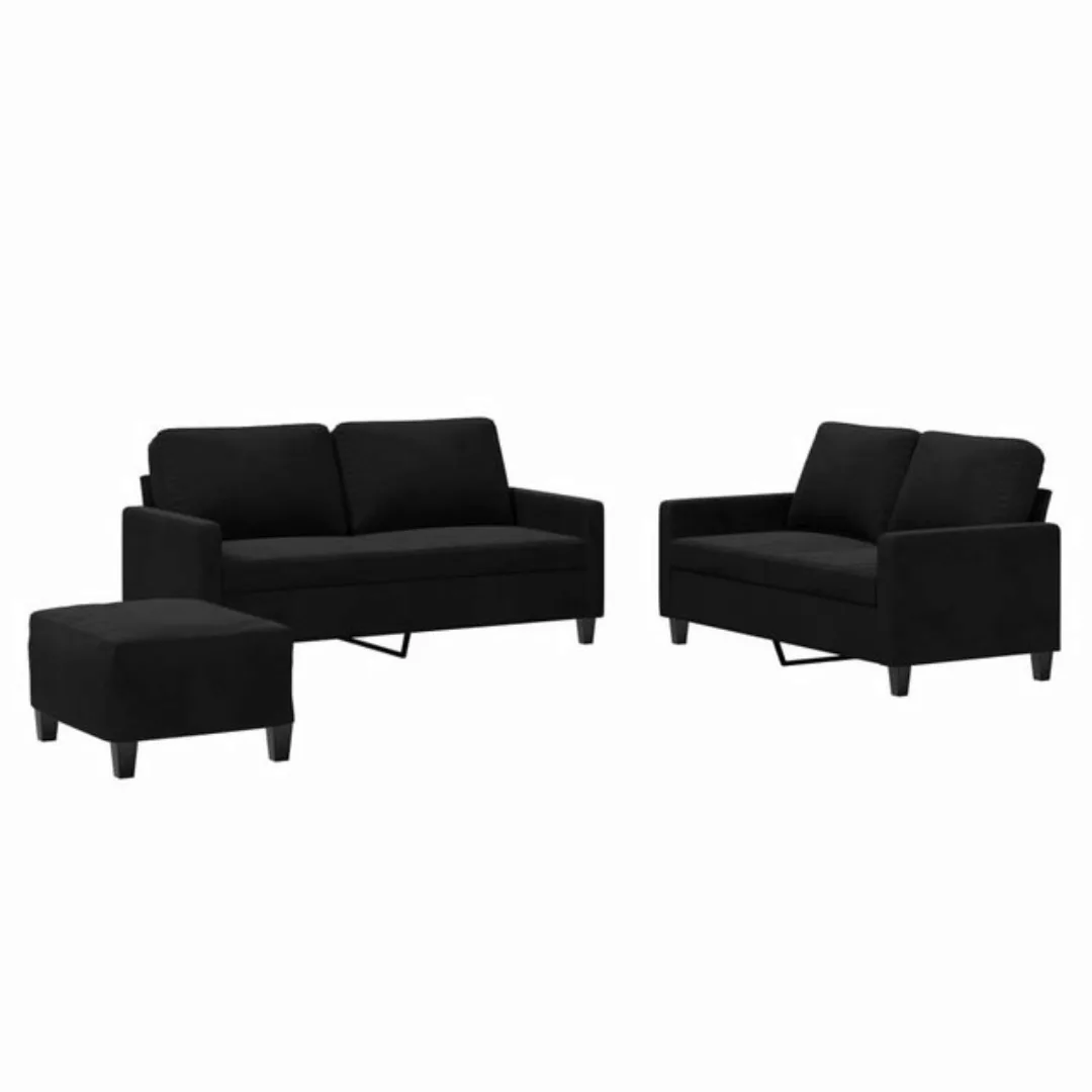 vidaXL Sofa 3-tlg. Sofagarnitur mit Kissen Schwarz Samt günstig online kaufen