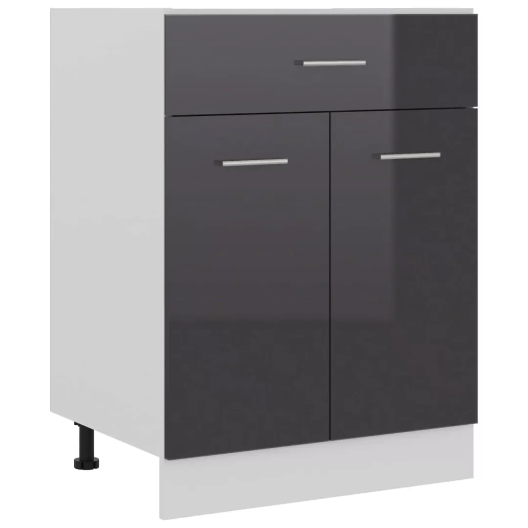 Schubunterschrank Hochglanz-grau 60x46x81,5 Cm Spanplatte günstig online kaufen