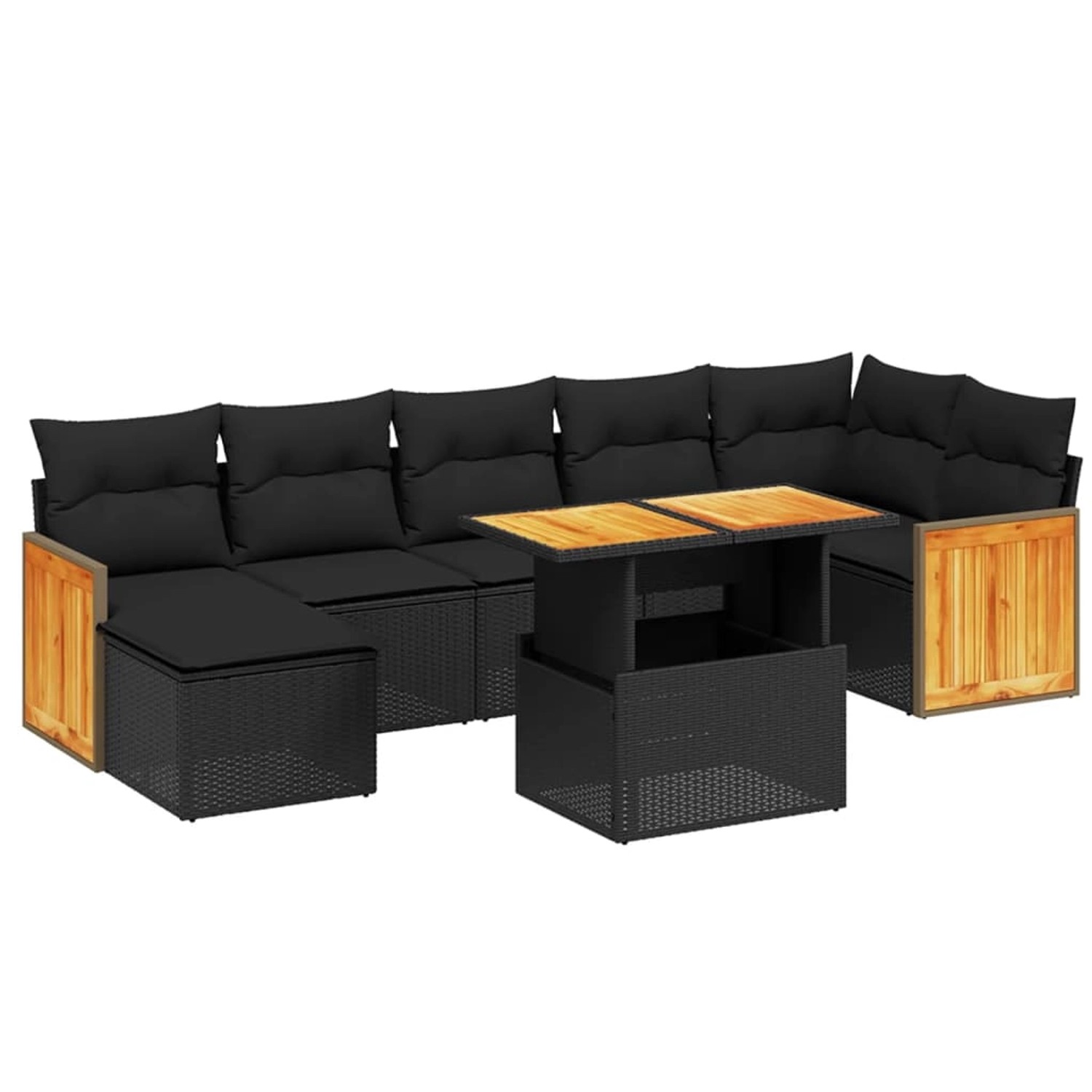 vidaXL 8-Tlg Garten-Sofagarnitur mit Kissen Schwarz Poly Rattan 3274065 günstig online kaufen