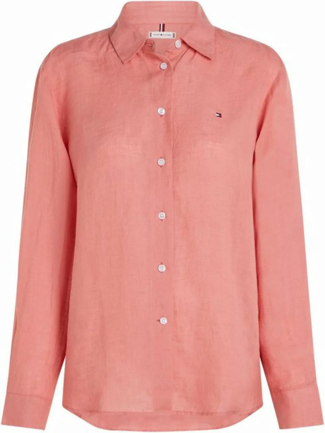 Tommy Hilfiger Hemdbluse LINEN STP RELAXED SHIRT LS mit Logostickerei auf d günstig online kaufen