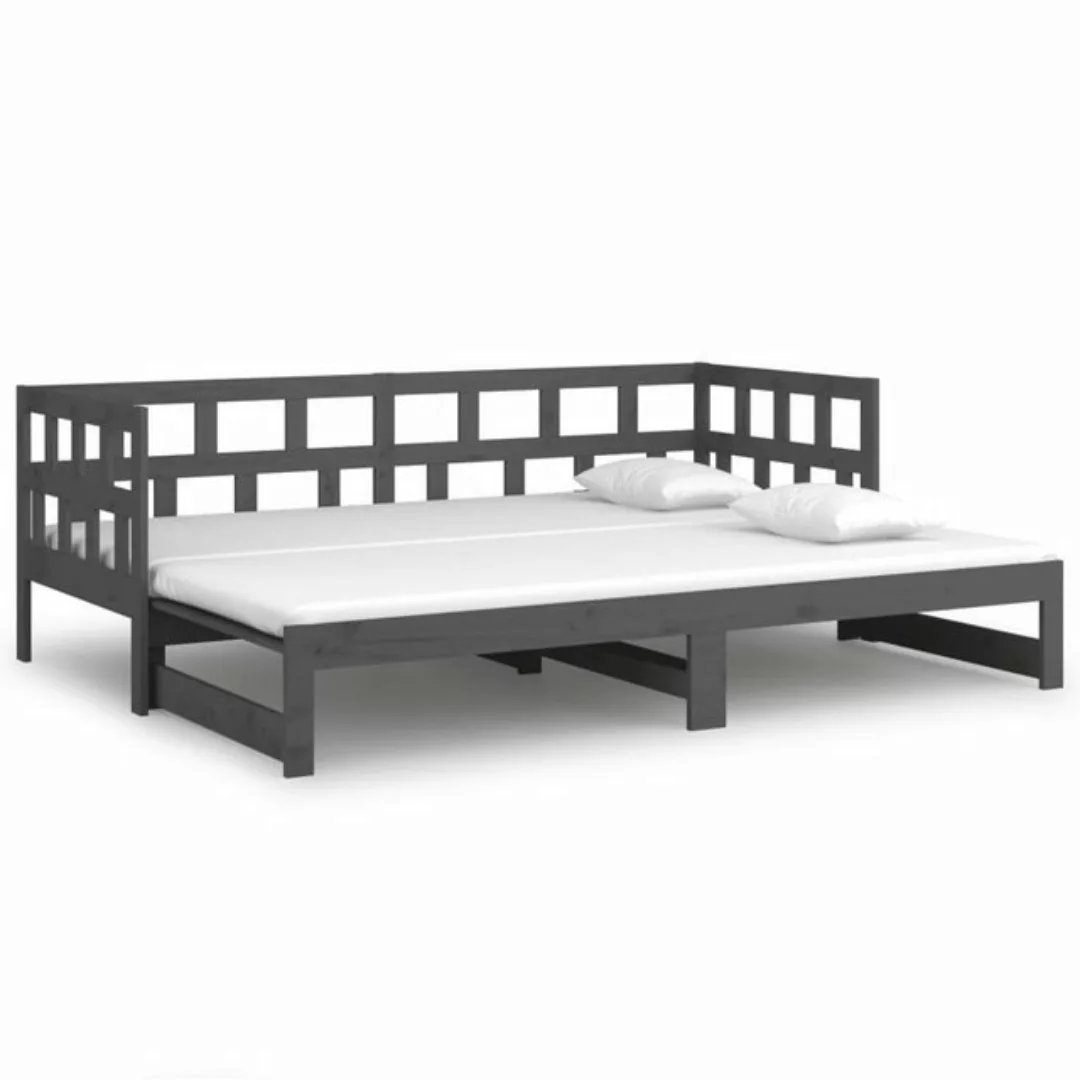 vidaXL Gästebett Tagesbett Gästebett Ausziehbar Grau Massivholz Kiefer 2x90 günstig online kaufen