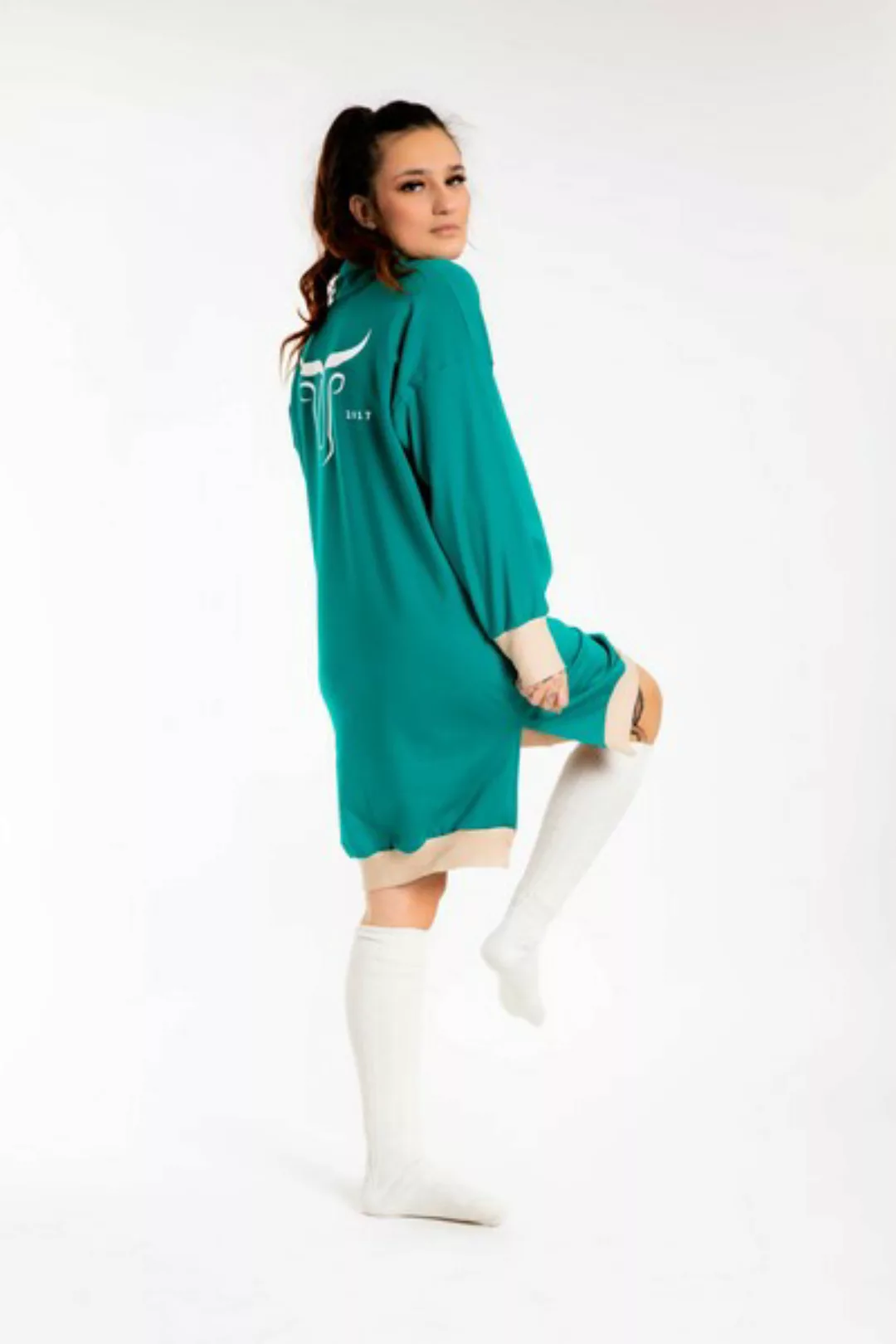 Oversize Kleid Kuschelsweat Green 100% Made In Germany günstig online kaufen