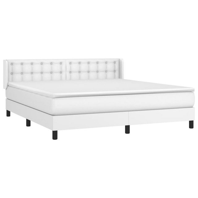 vidaXL Boxspringbett, Boxbett mit Matratze Weiß 180x200 cm Kunstleder günstig online kaufen