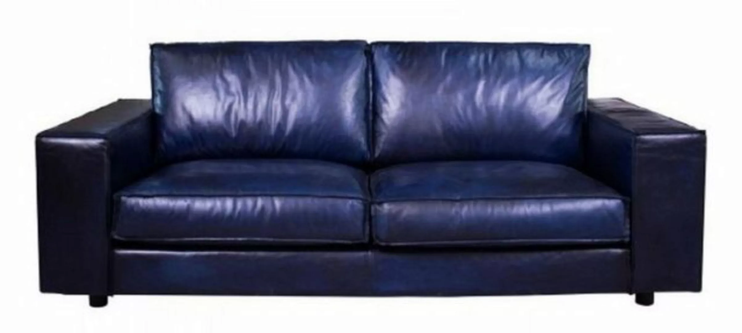 Casa Padrino Sofa Luxus Leder Sofa Dunkelblau 205 x 104 x H. 83 cm - Echtle günstig online kaufen