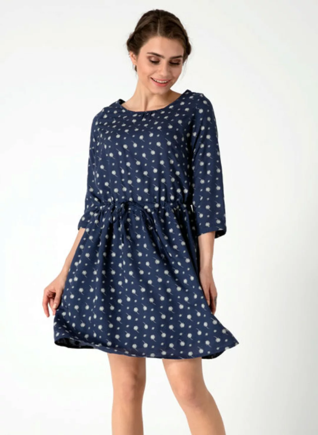 Allover Print Kleid Aus Tencel® Mit 3/4 Arm günstig online kaufen