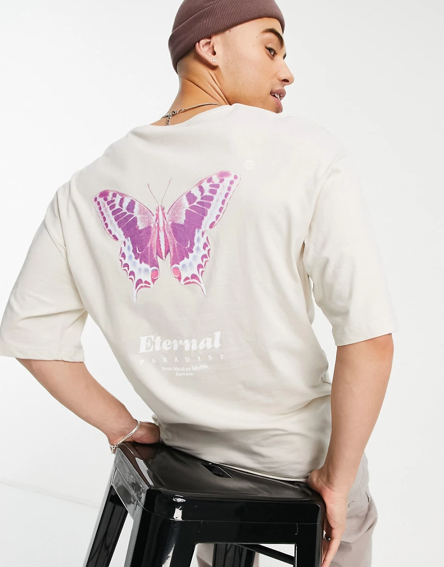 Jack & Jones – Originals – Oversize-T-Shirt mit rückseitigem Schmetterlings günstig online kaufen