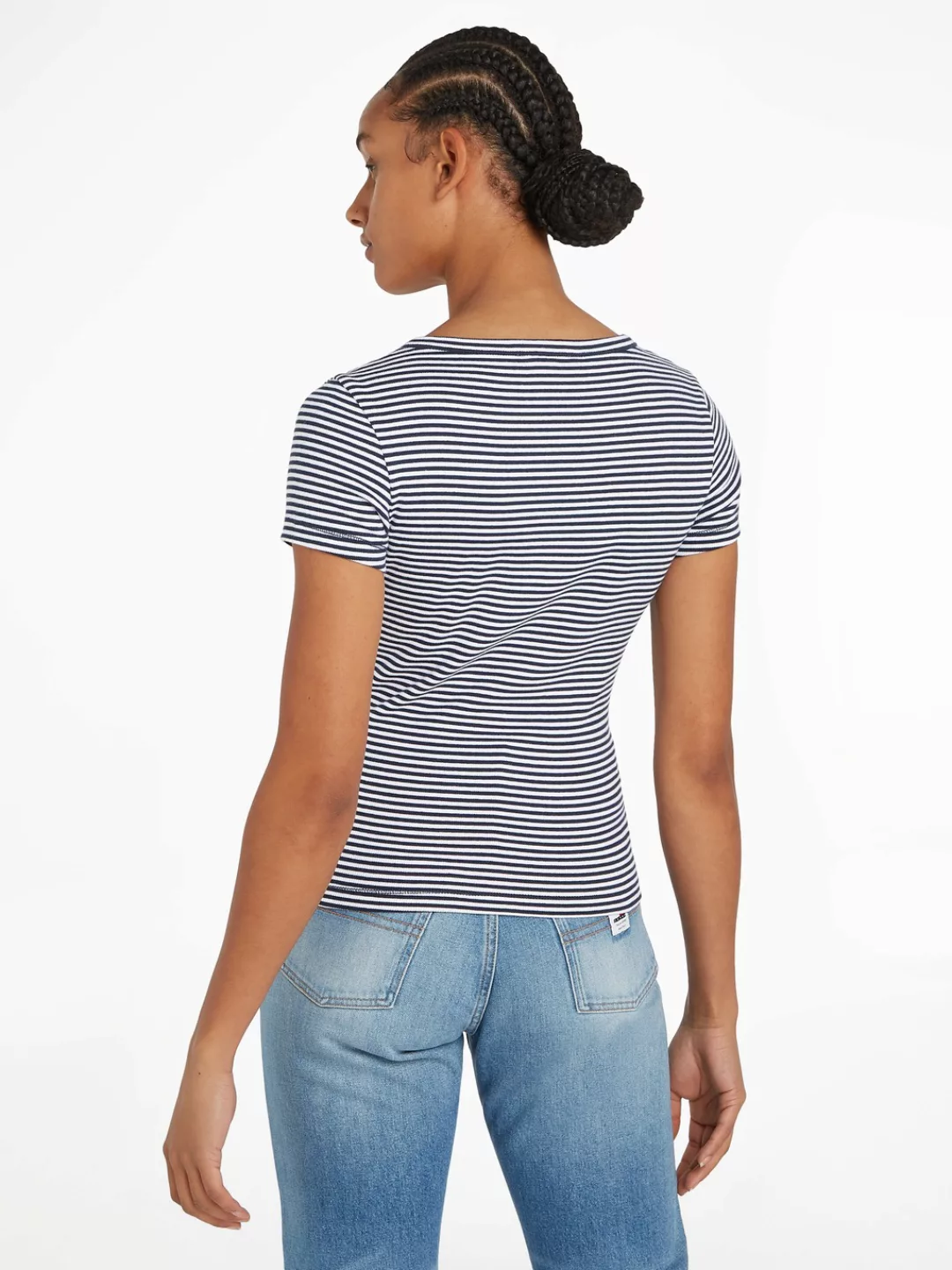 Tommy Jeans V-Shirt TJW SLIM HENLEY STRIPE V-NECK SS im Streifendesign günstig online kaufen