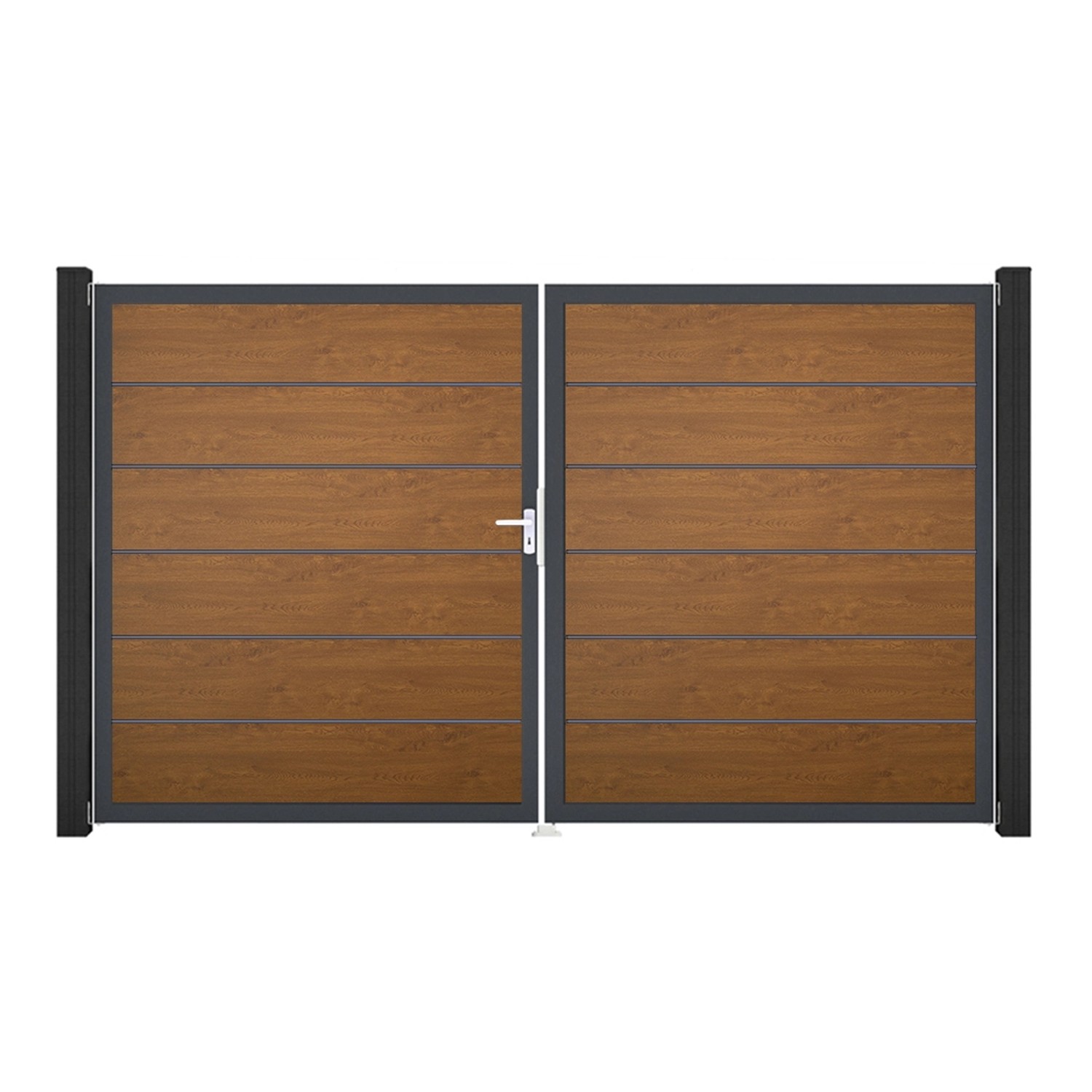 GroJa Tor 2-flg. Basicline Premium Golden Oak Rahmen 306 cm x 180 cm DIN Li günstig online kaufen