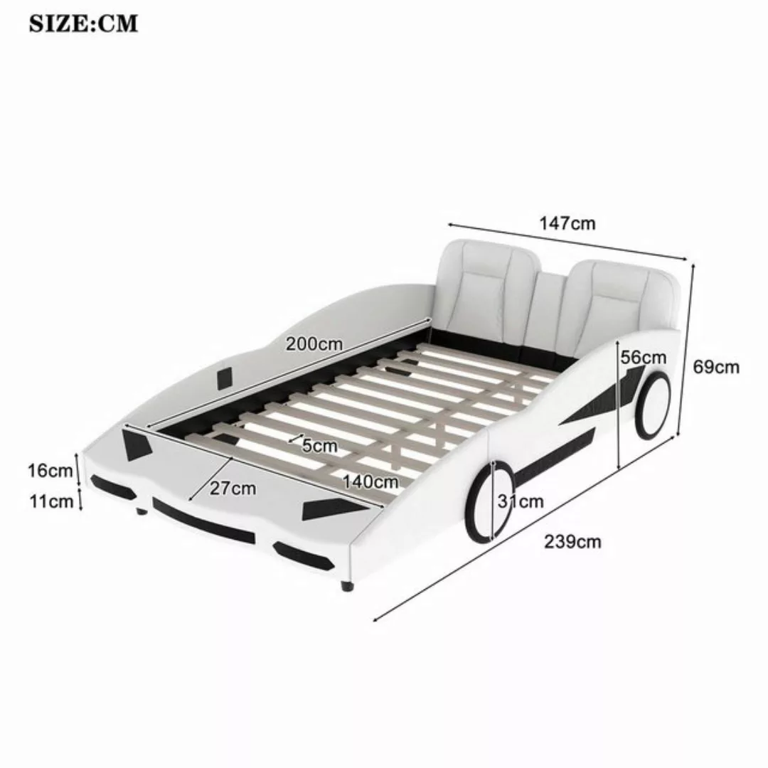 TavilaEcon Autobett Kinderbett Flachbett Auto-Modellbett, 140 x 200 cm günstig online kaufen