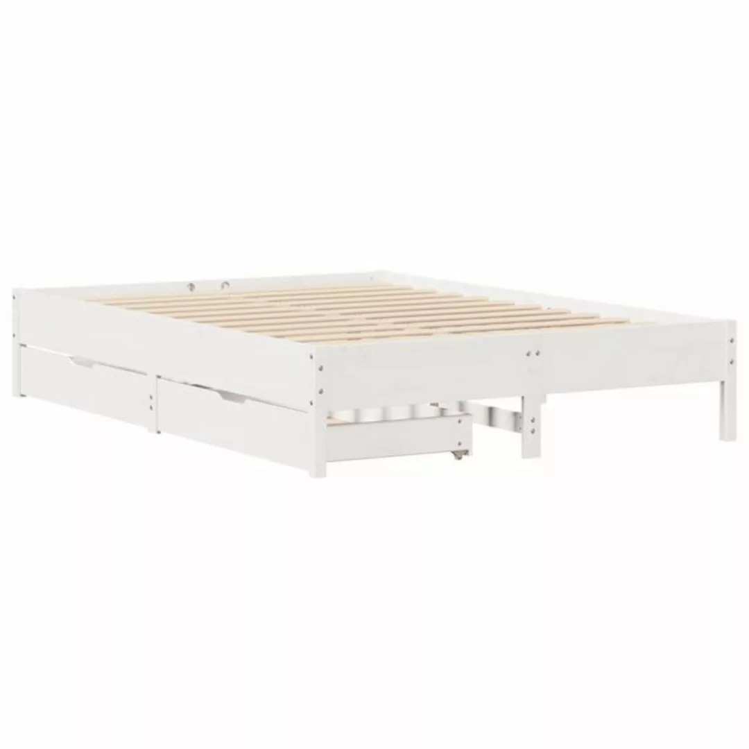 vidaXL Bett, Massivholzbett ohne Matratze Weiß 135x190 cm Kiefernholz günstig online kaufen