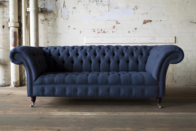 Xlmoebel Sofa Großes Blaues Designer-Sofa mit Textil- und Ledermaterialien günstig online kaufen