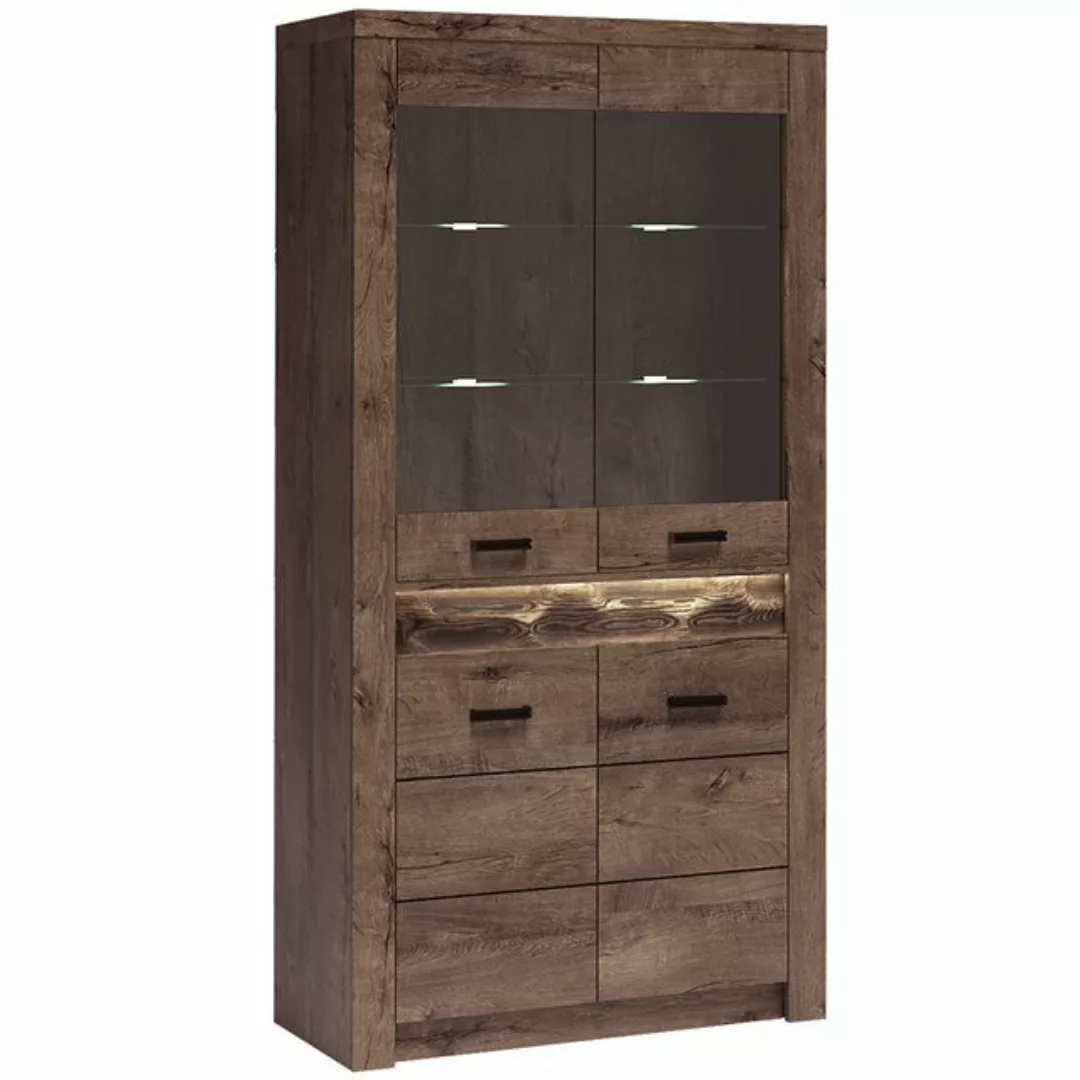 Lomadox Vitrine INGENIO-161 Standvitrine Wohnzimmerschrank modern mit LED B günstig online kaufen