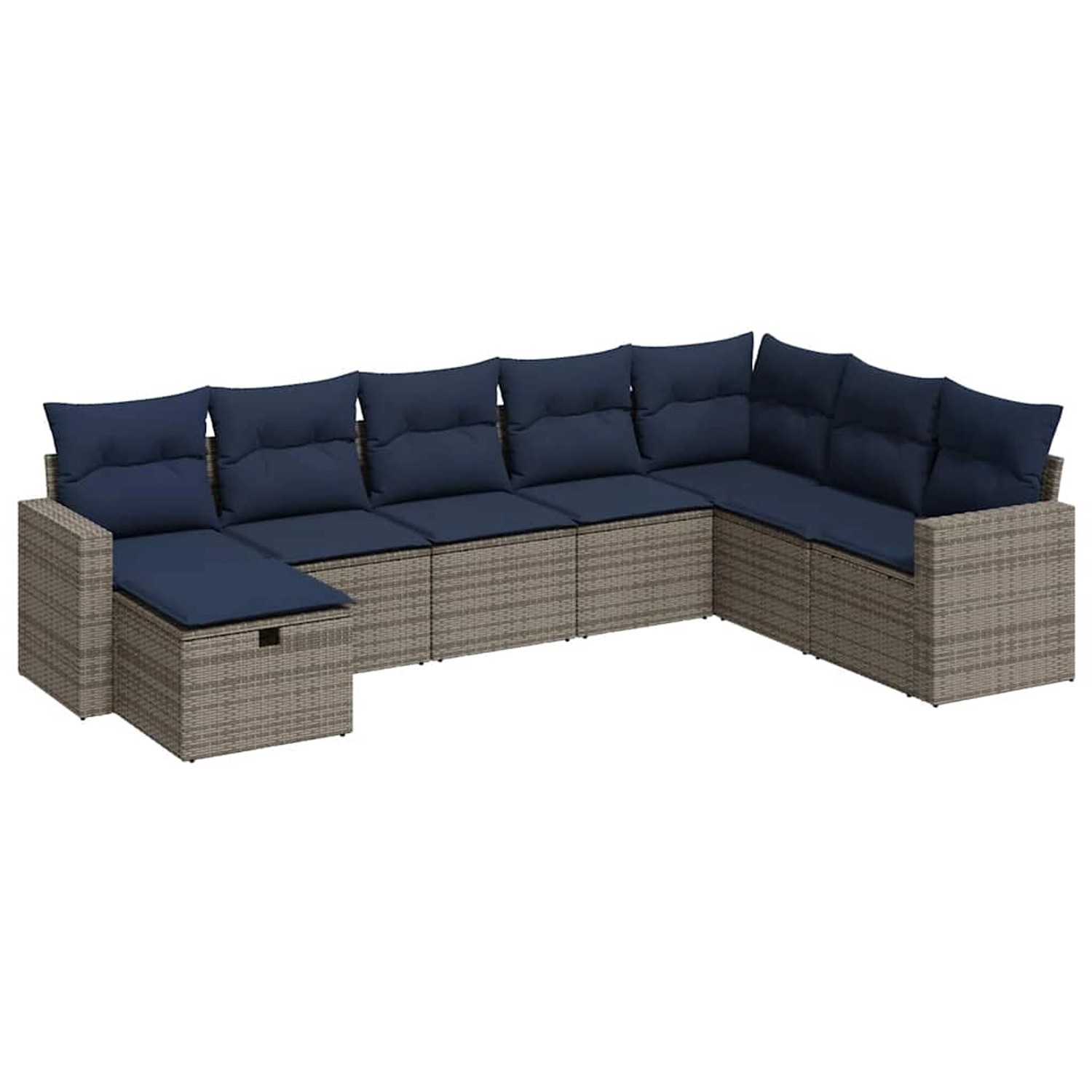 vidaXL 8-Tlg Garten-Sofagarnitur mit Kissen Grau Poly Rattan 3325437 günstig online kaufen
