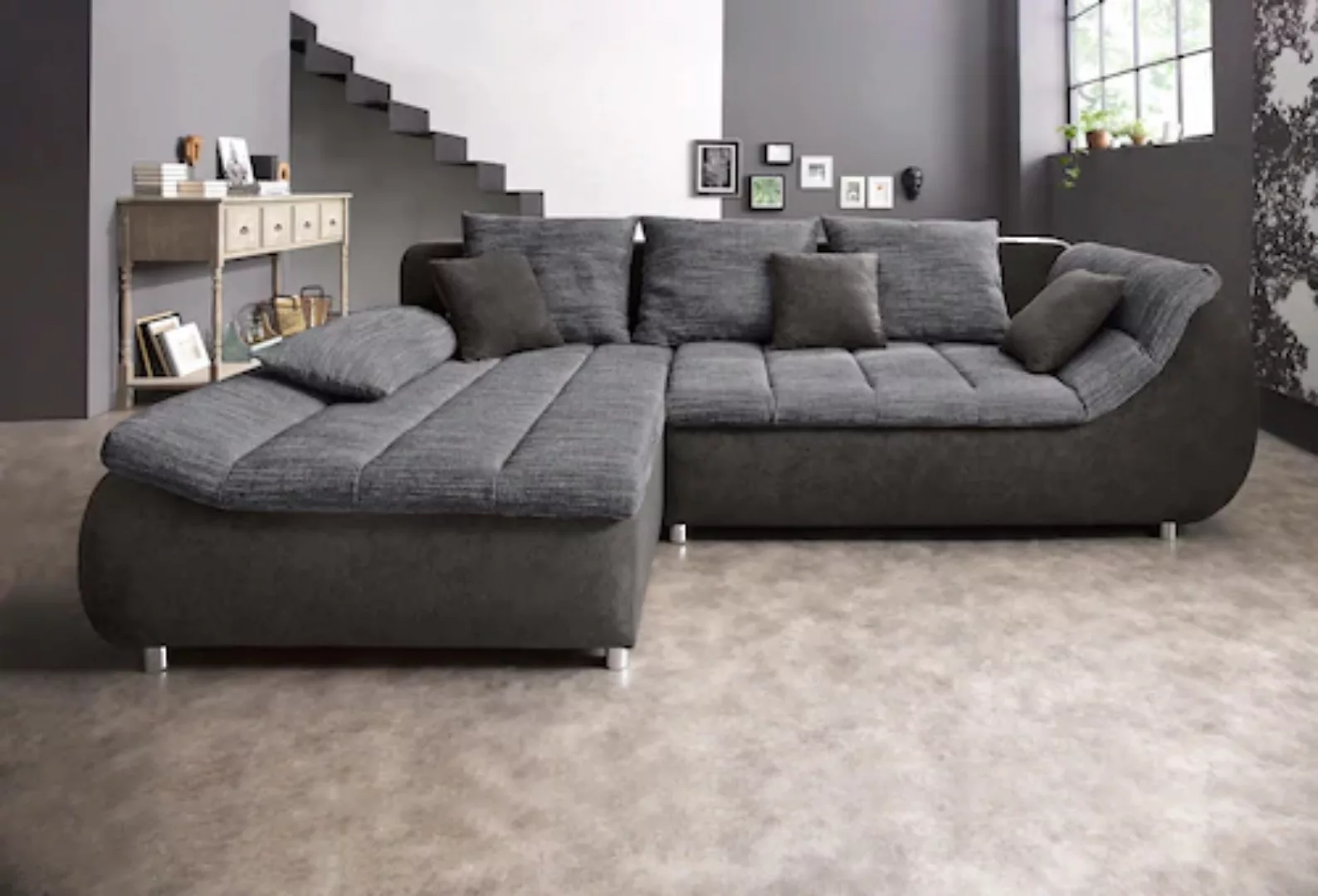 INOSIGN Ecksofa »Imola elegant und bequem, aktuelle Steppung im Sitz, L-For günstig online kaufen