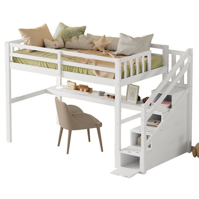 Odikalo Kinderbett Etagenbett Hochbett Leiter Stauraum Schreibtisch 90x200c günstig online kaufen