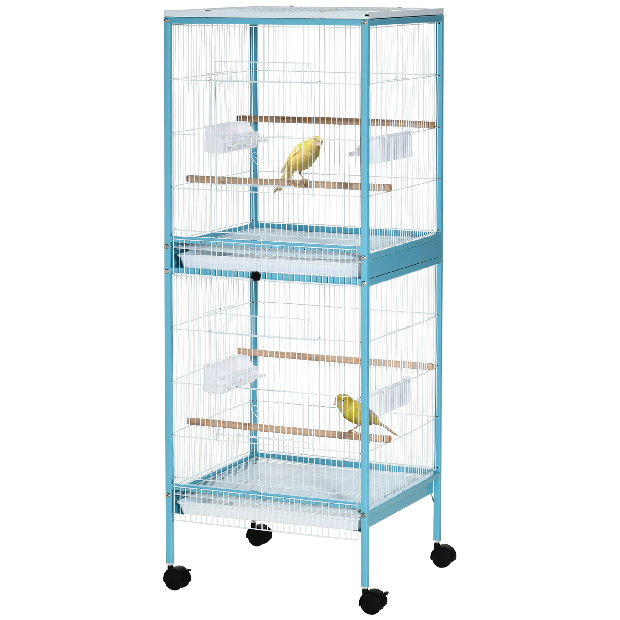 PawHut Vogelkäfig 2 in 1 Voliere für Drinnen mit 4 drehbaren Rädern, heraus günstig online kaufen