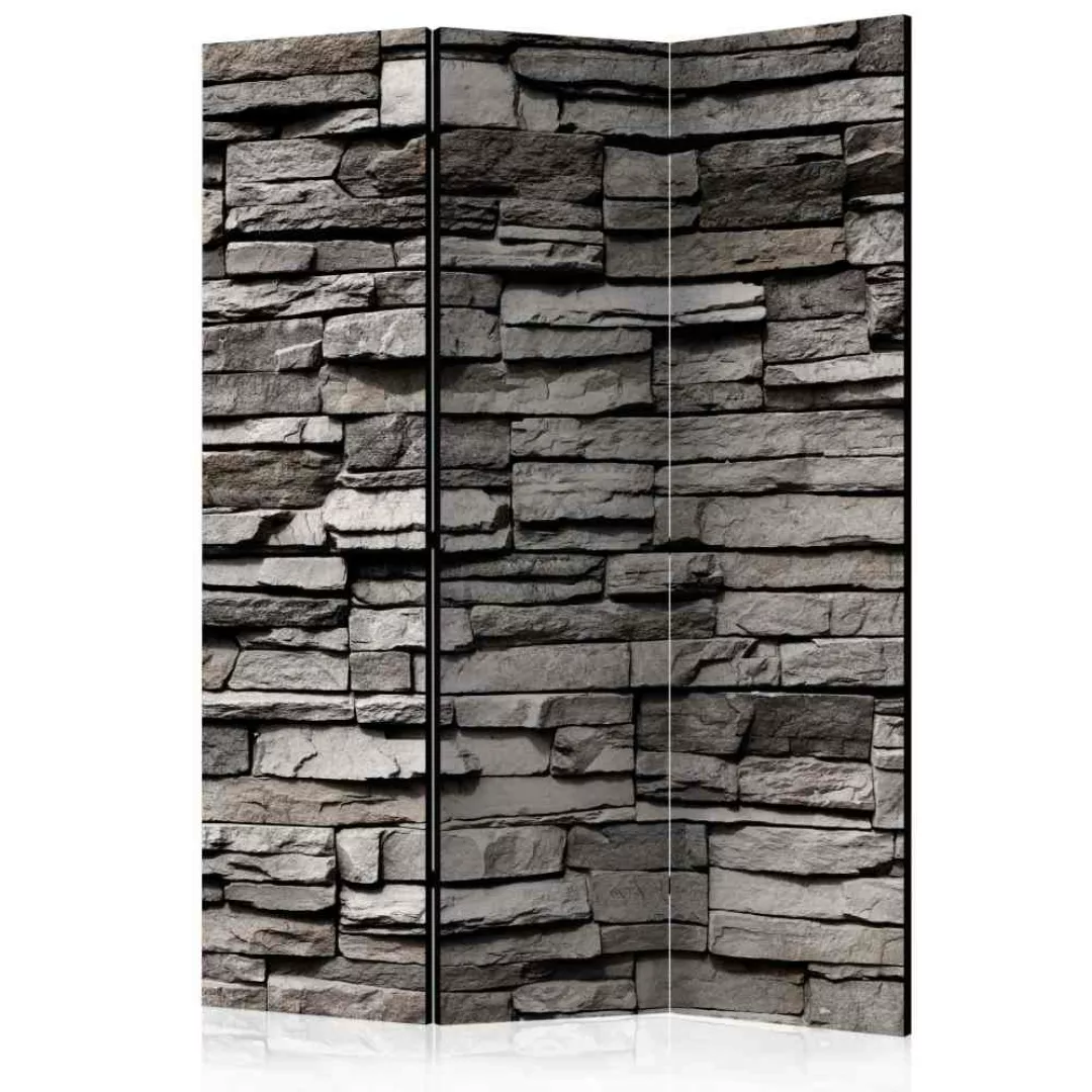 Design Paravent mit Steinmauer Muster 3 teilig günstig online kaufen