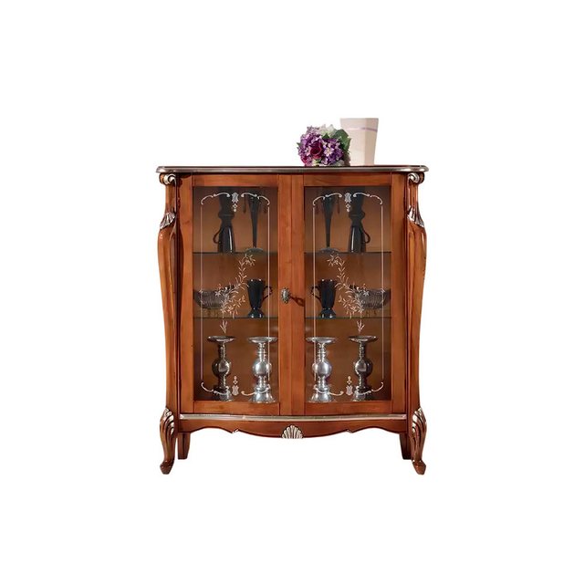 Xlmoebel Vitrine Luxuriöser Holz-Sideboard mit brauner Glasvitrine für das günstig online kaufen