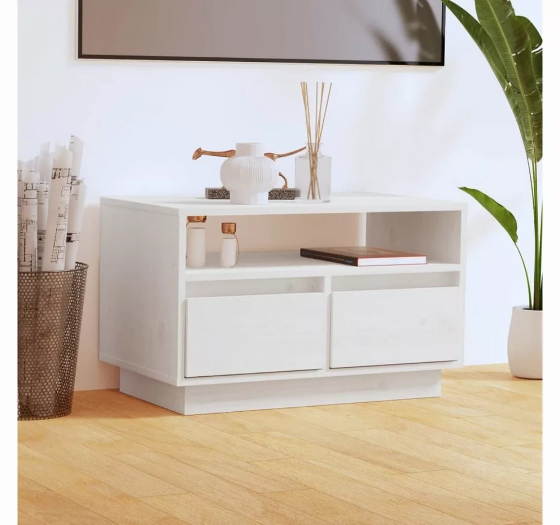 vidaXL TV-Schrank TV-Schrank Weiß 60x35x37 cm Massivholz Kiefer Lowboard günstig online kaufen