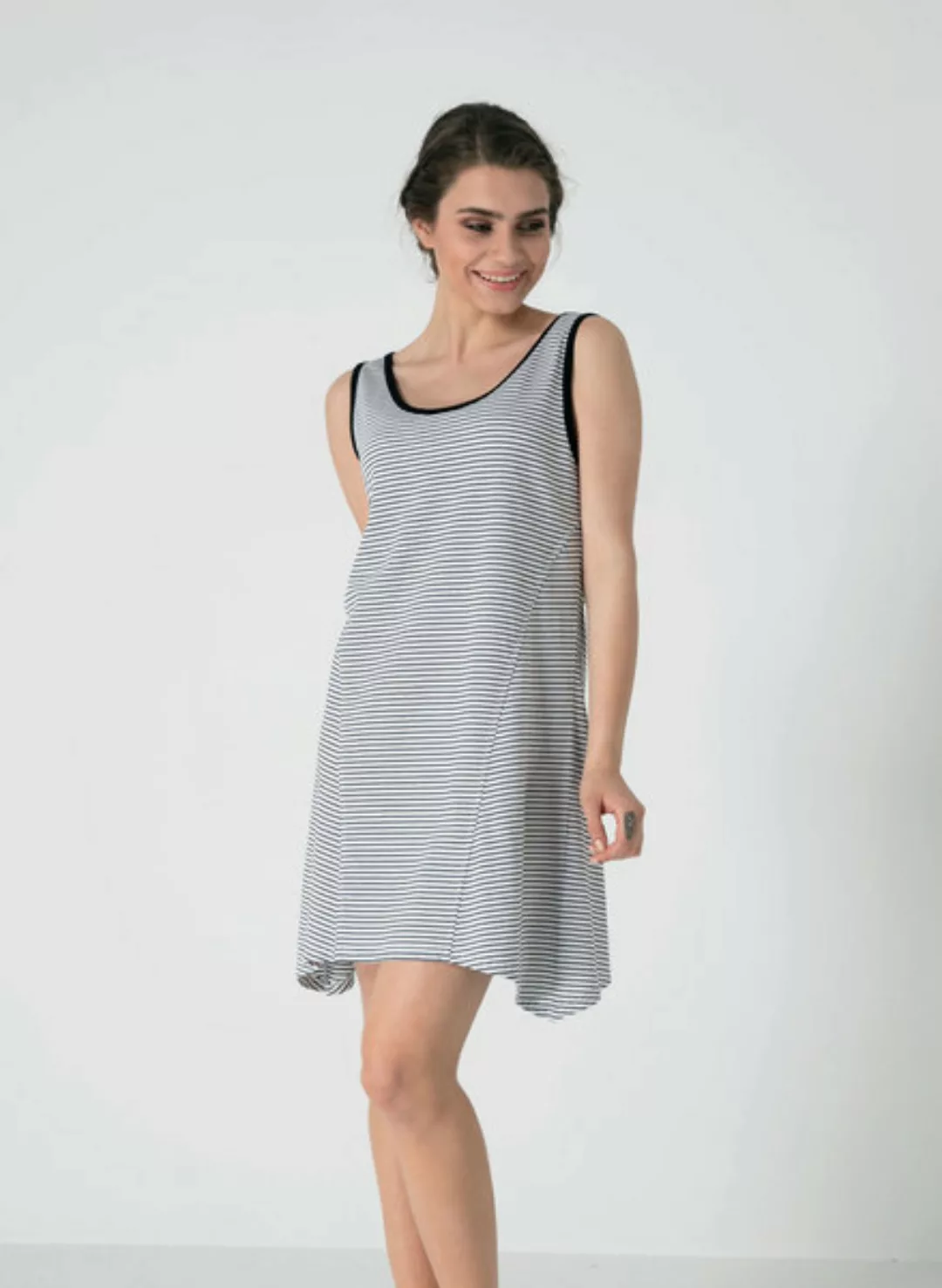 Ärmelloses Gestreiftes Jersey-kleid Aus Bio Baumwolle günstig online kaufen