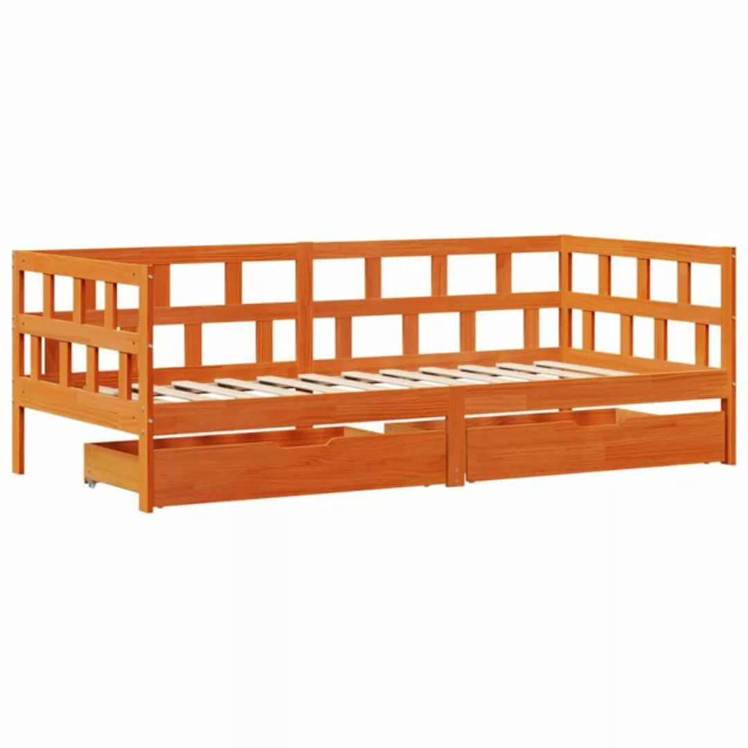 vidaXL Bett Tagesbett mit Schubladen Wachsbraun 90x190 cm Massivholz Kiefer günstig online kaufen