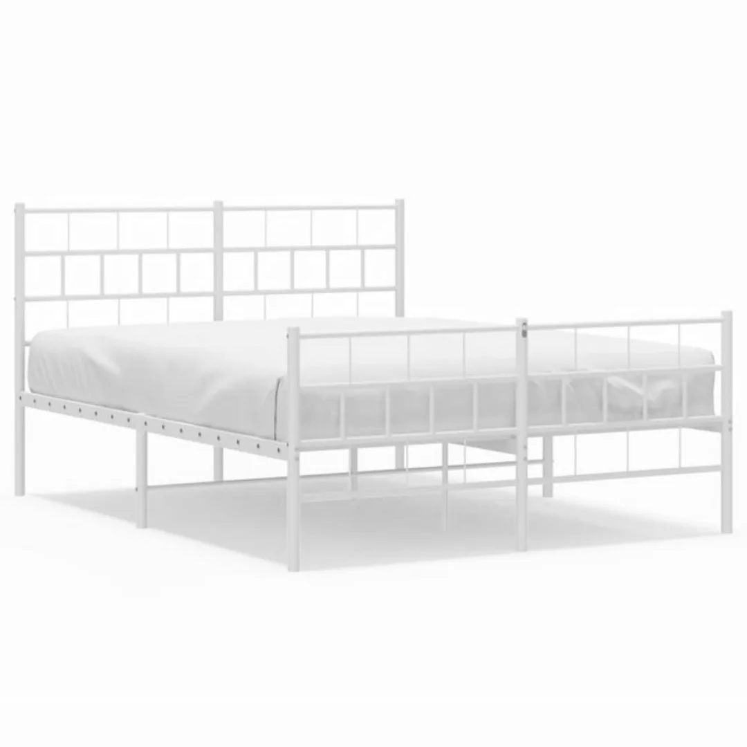vidaXL Bett Bettgestell mit Kopf- und Fußteil Metall Weiß 160x200 cm günstig online kaufen