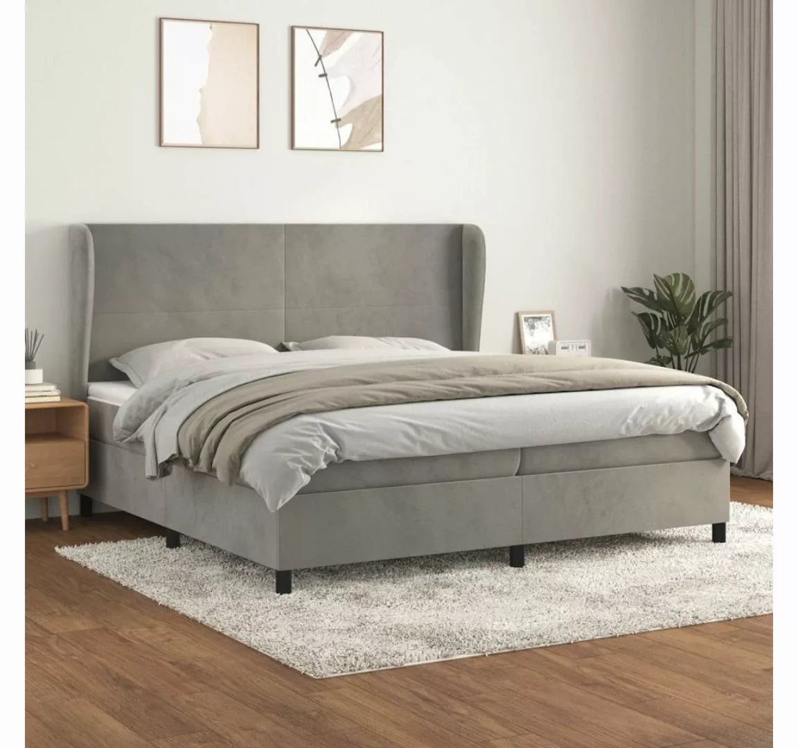 furnicato Bett Boxspringbett mit Matratze Hellgrau 200x200 cm Samt günstig online kaufen