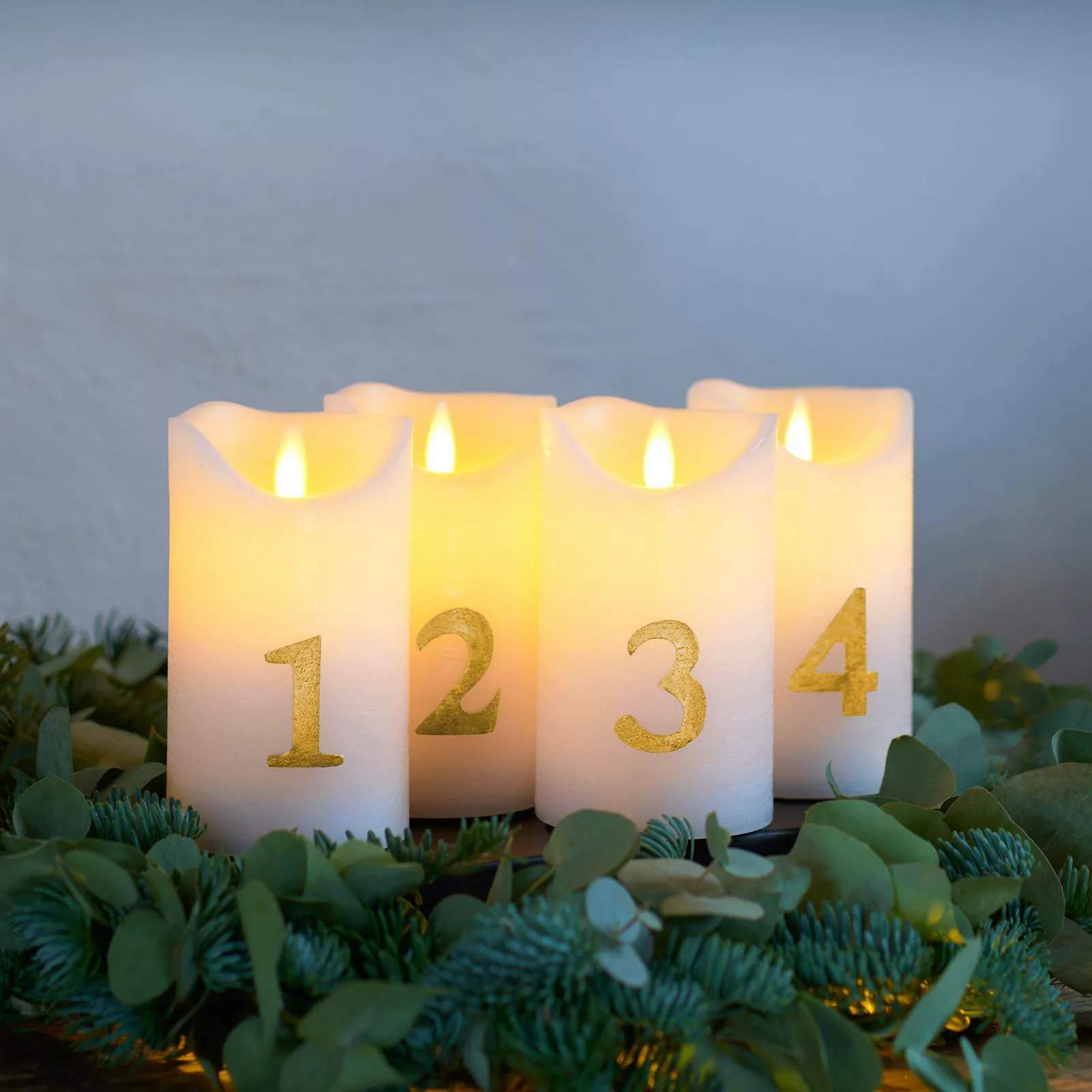 LED-Kerze Sara Advent 4er Höhe 12,5cm weiß/gold günstig online kaufen