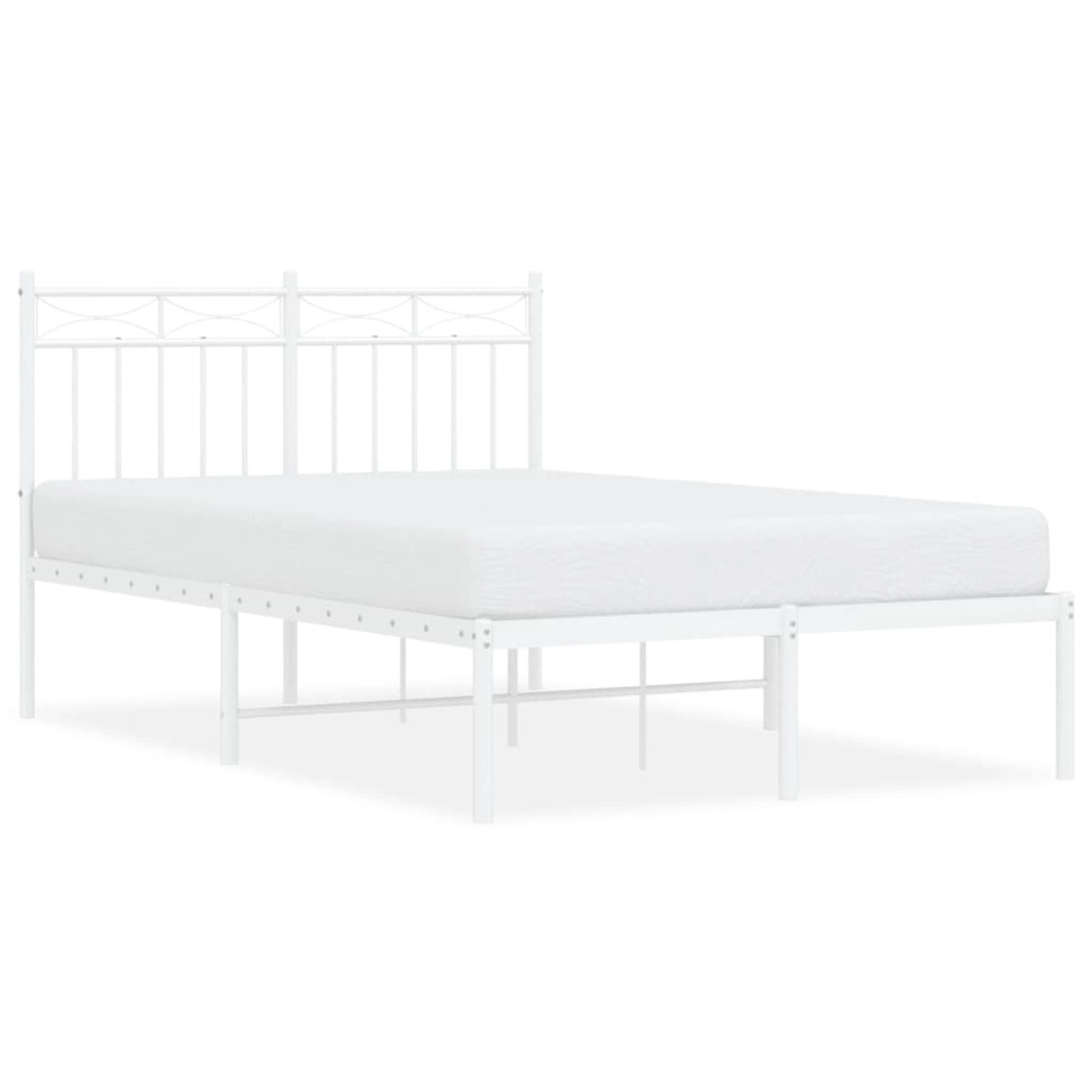 vidaXL Bettgestell Bettrahmen mit Kopfteil Metall Weiß 120x200 cm Bett Bett günstig online kaufen