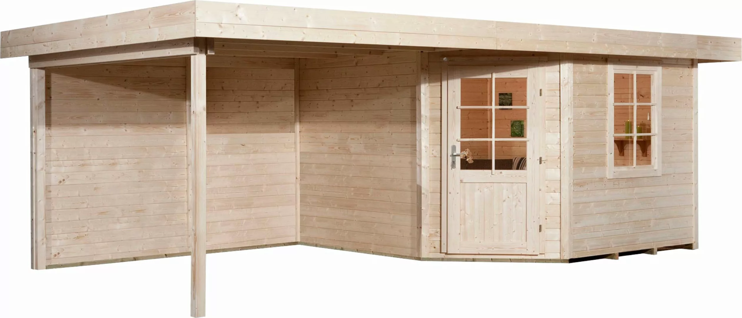 Weka Holz-Gartenhaus Flachdach Unbehandelt 593 cm x 339 cm günstig online kaufen