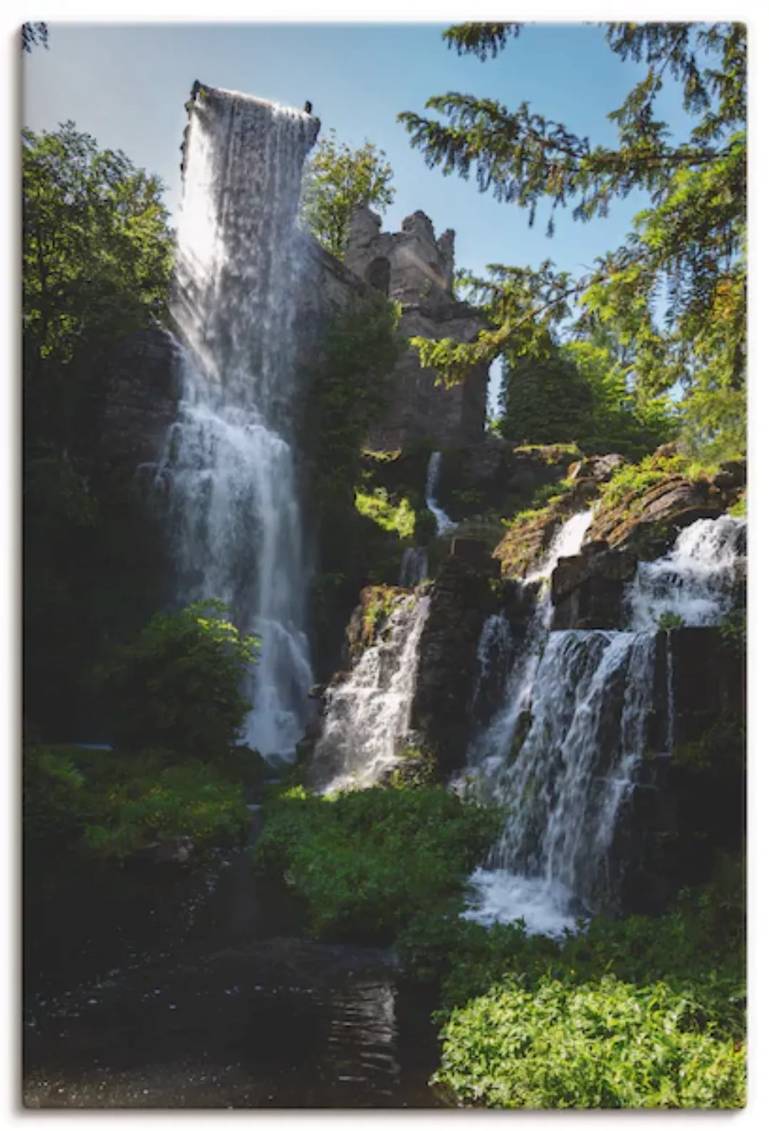 Artland Leinwandbild "Wasserfall bei Wasserspielen in Kassel", Gewässer, (1 günstig online kaufen