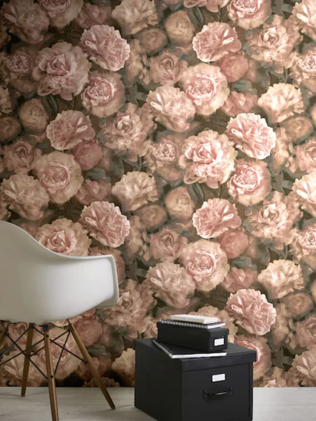 Bricoflor Vintage Tapete mit Blumen Nostalgische Vliestapete mit Rosen in A günstig online kaufen