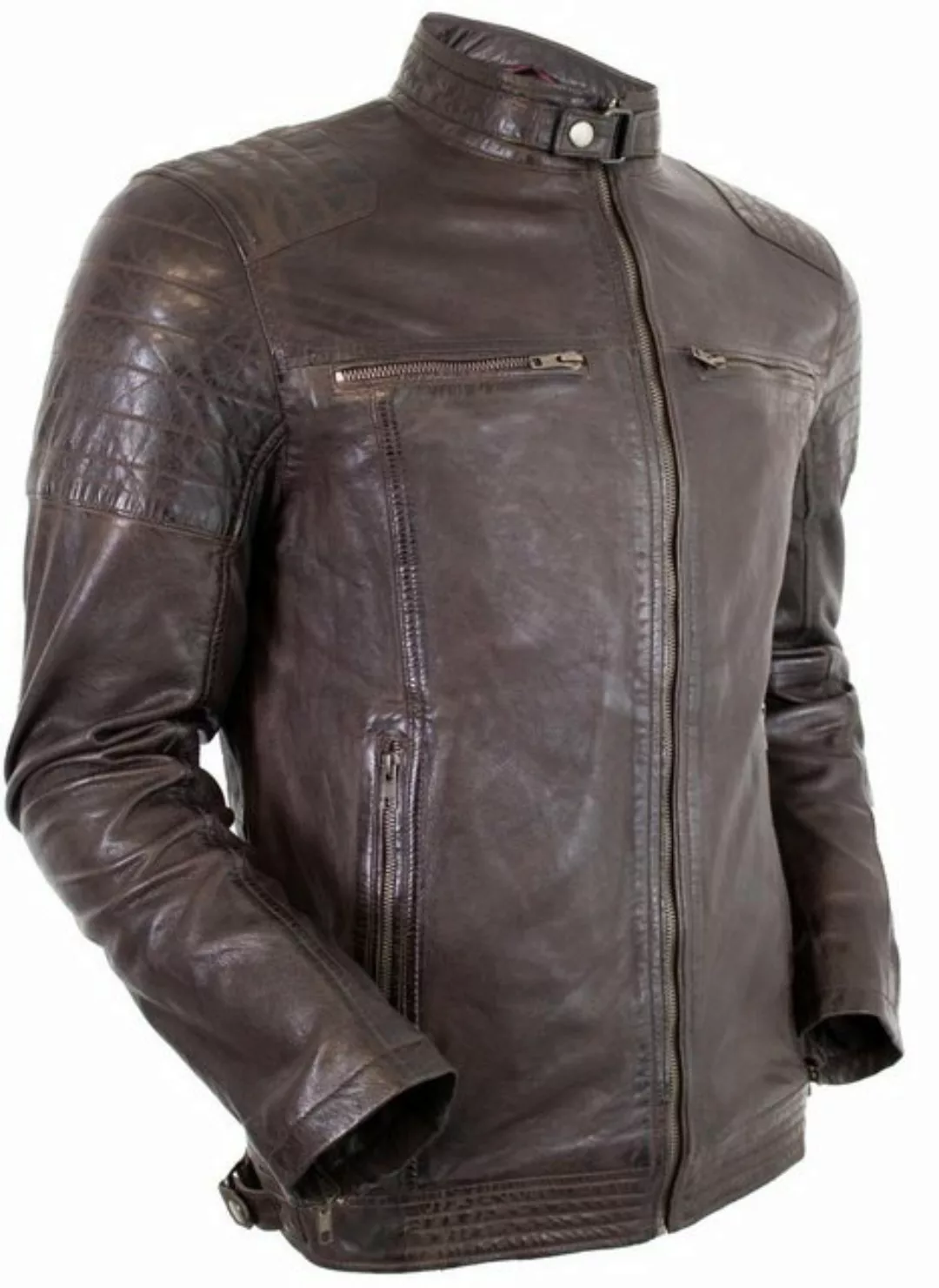 MDM Lederjacke Herren Freizeit Biker Lederjacke aus echtem Leder Leichte Bi günstig online kaufen