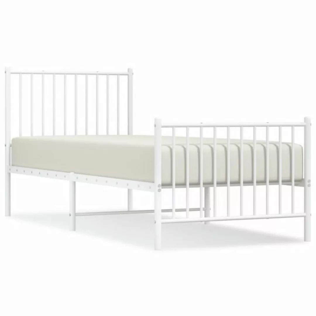 furnicato Bett Bettgestell mit Kopf- und Fußteil Metall Weiß 80x200 cm günstig online kaufen