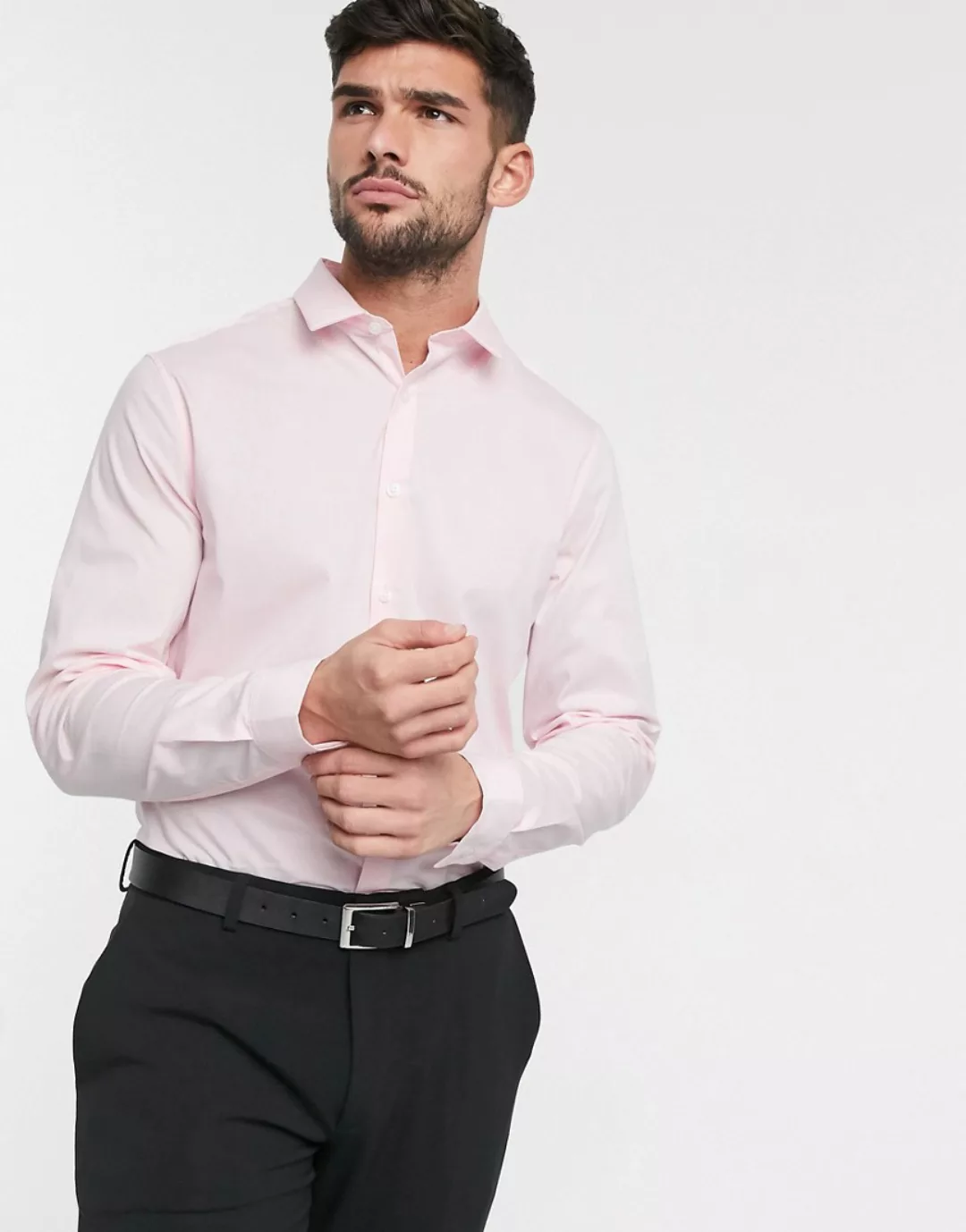 ASOS DESIGN – Schmal geschnittenes Stretch-Hemd in Rosa günstig online kaufen